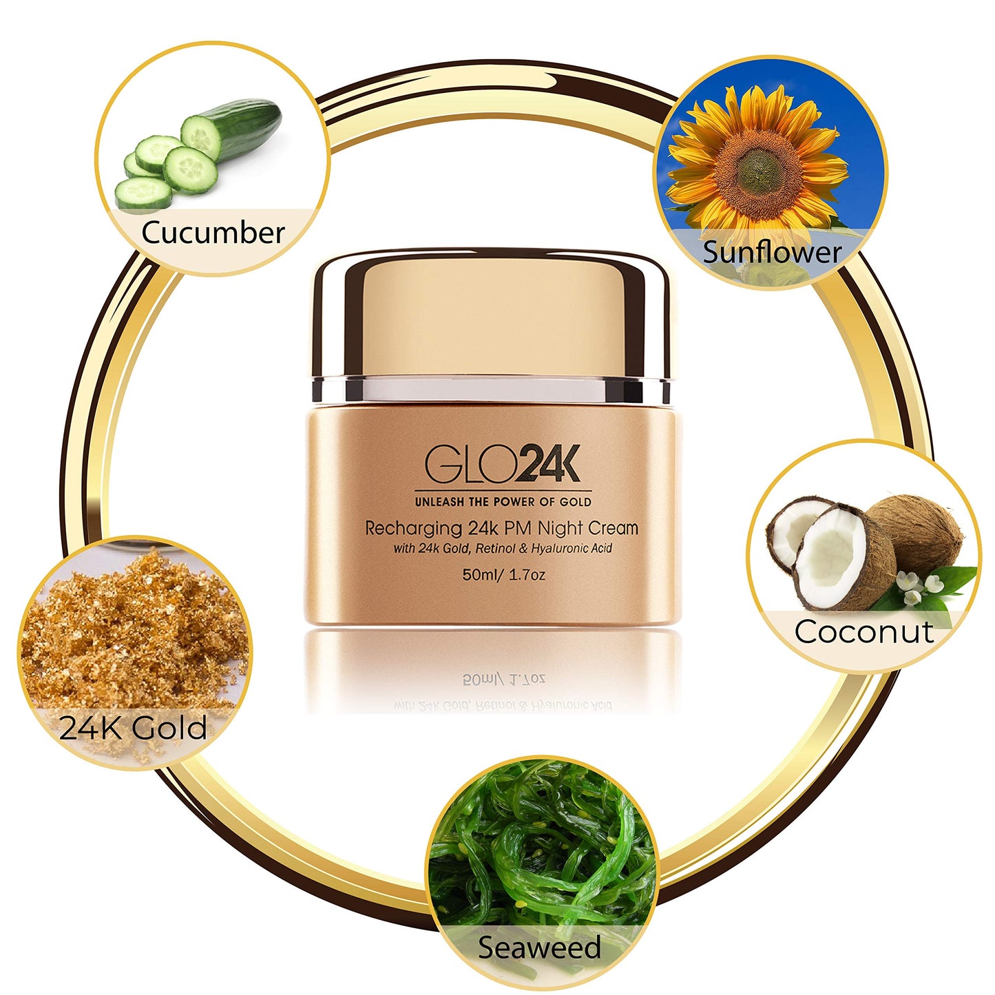 GLO24K Moisturizing 24k Gold Day and Night Creams for an Optimal AM-PM Hydration Level. A High-Performing Hydration Boost Combo enriched with Hyaluronic Acid, Collagen, Retinol, and Vitamins.