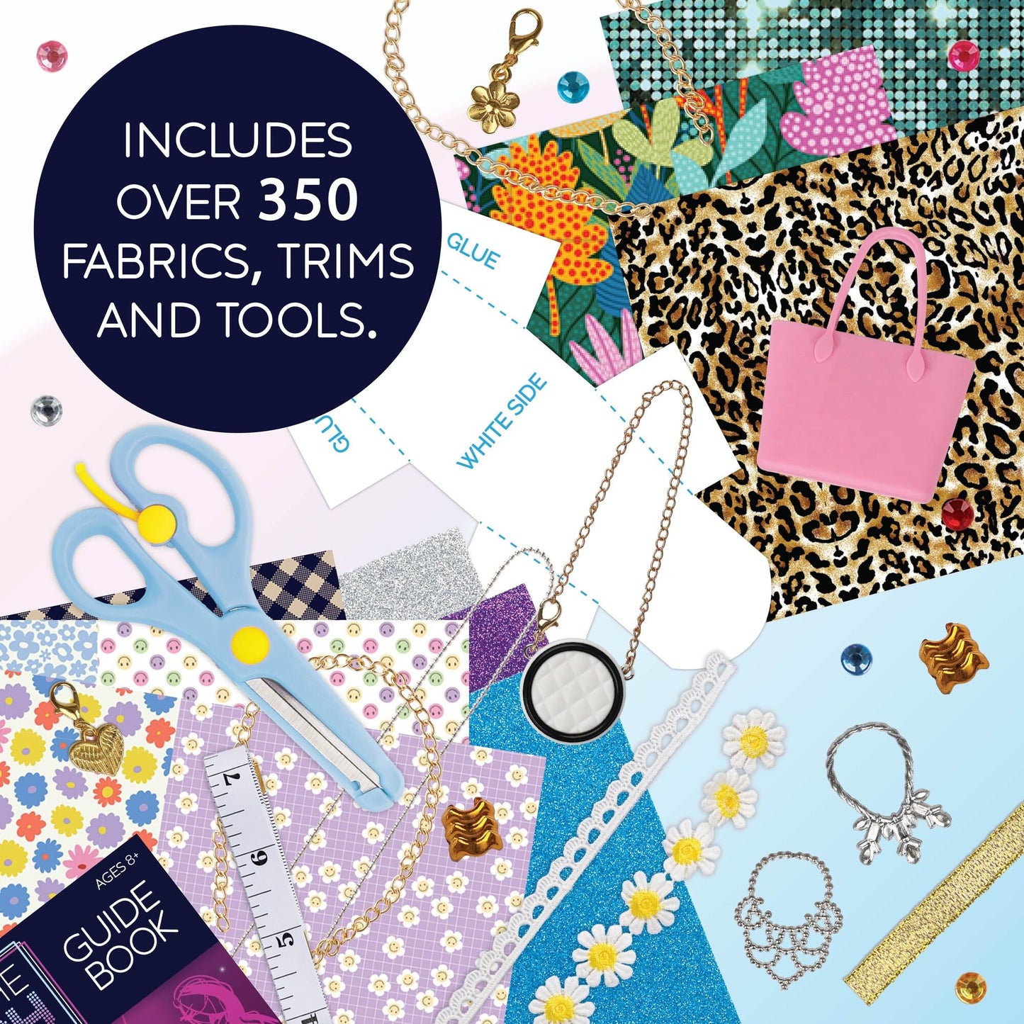 MindWare Run The Runway: Accessories – Fashion Design Kit for Creating Mini Handbags, Clutches, Necklaces & Bracelets – No‑Sew Craft Kit with 350+ Trims, Ribbons, Patterns & Display Stand – Ages 8+