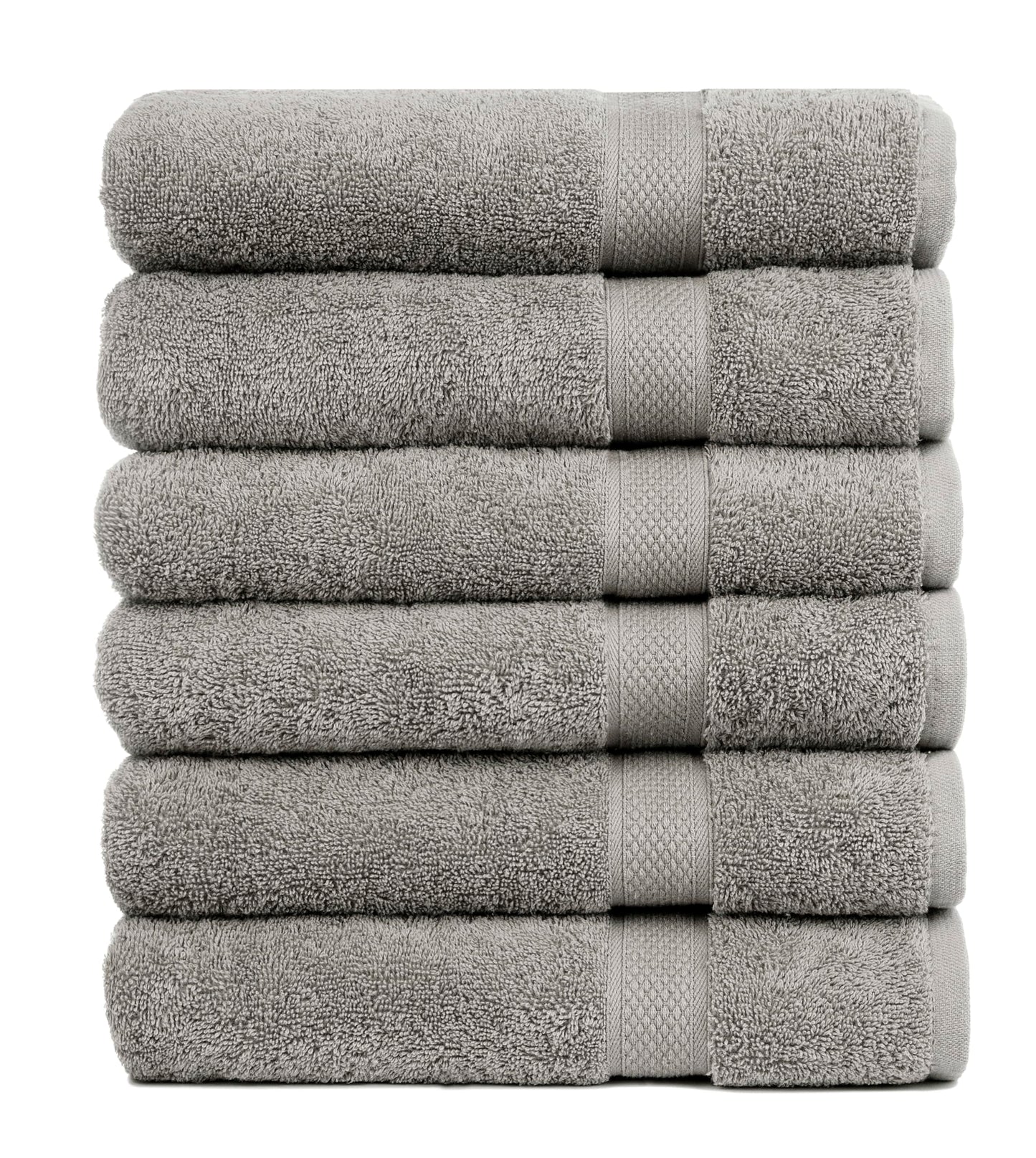 Pleasant Home Bath Towels Set of 6 (24” x 50”) 100% Cotton, 515 GSM | Lightweight, Soft & Absorbent Luxury Towels for Bathroom | for Gym, Pool & Spa | 6 Pack, Gray