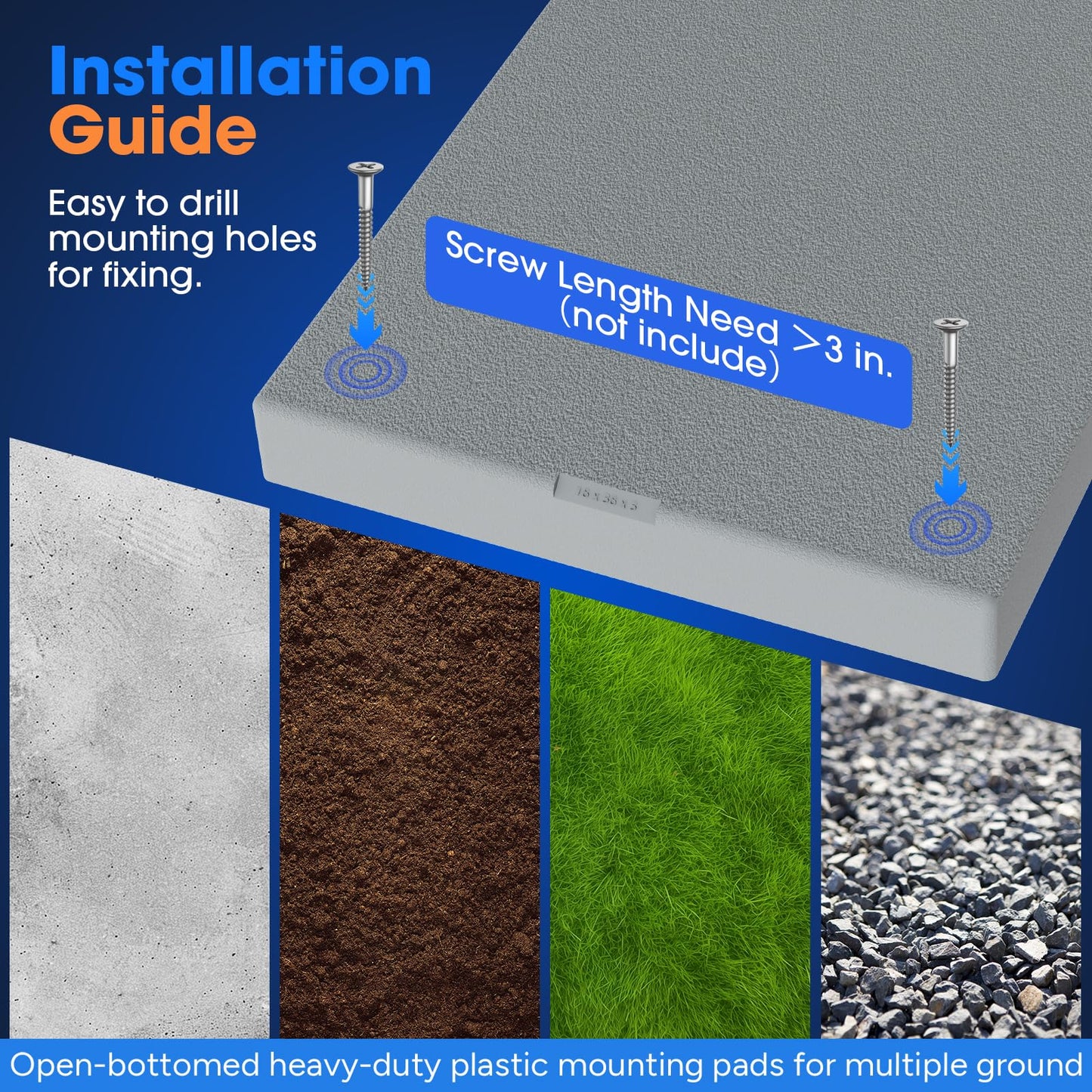 Toutgood Mini Split Pad for Condenser: Ground Base for Air Conditioner Outdoor Condenser Units, Plastic Equipment Pad for Ductless Minisplit Heat Pump Systems HAVC, Gra, 38'' x 18'' x 3''