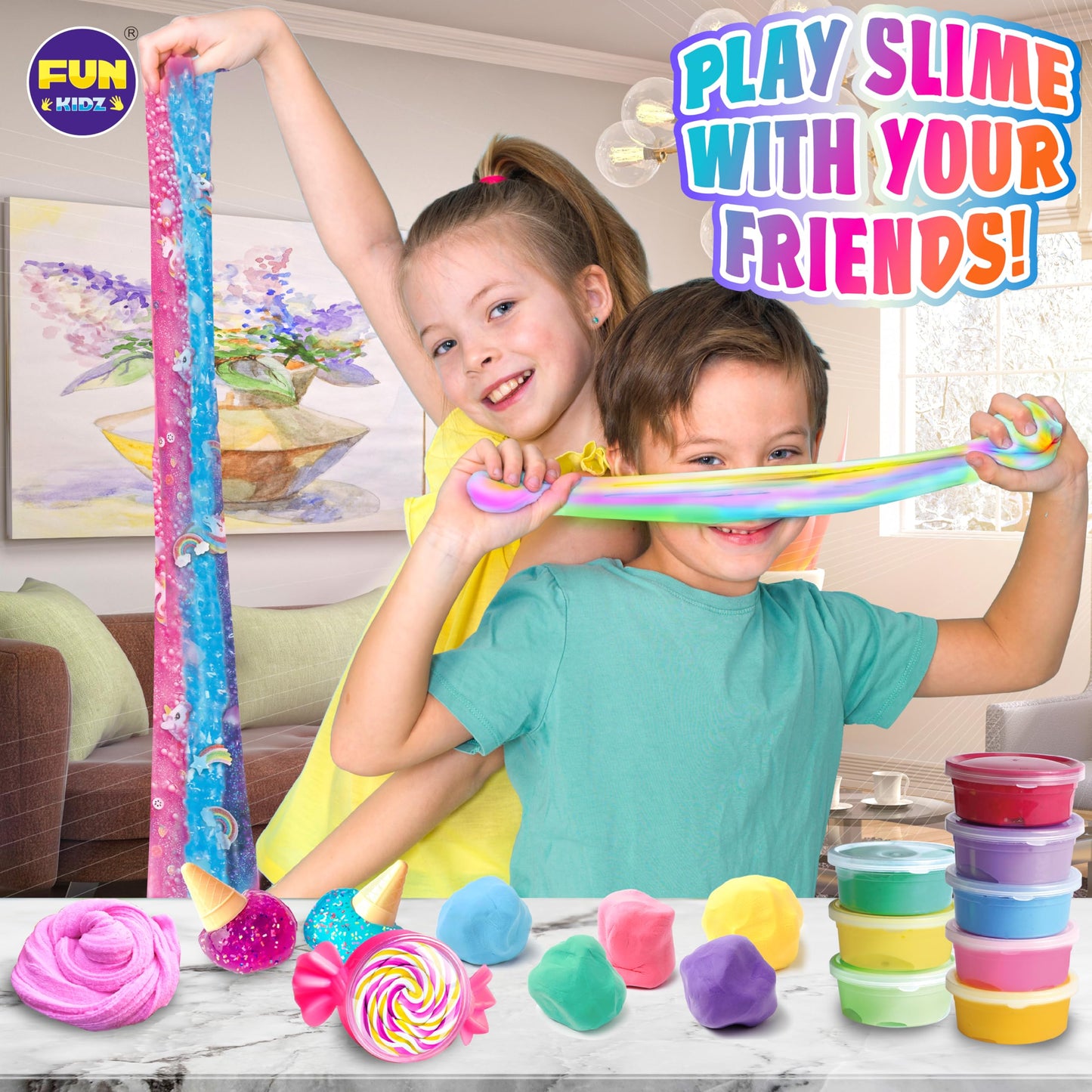 33 Cups Jumbo Slime Kit for Girls and Boys, FunKidz Premade Ultimate Slime Pack to DIY Big Soft Slime Making Kits Super Party Favors Gift Toys for Kids