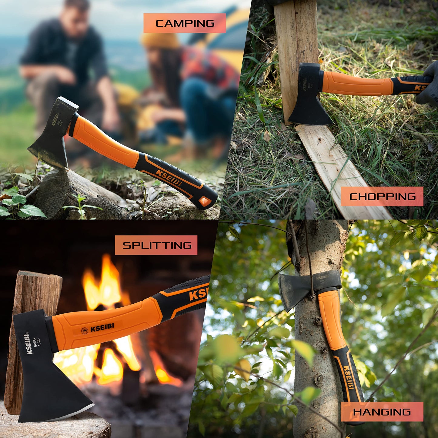 KSEIBI 143020 Long Reach Cut and Hold Bypass Pruner Max Cutting 1/2 inch Small Camping Splitting Hatchet 14 inch