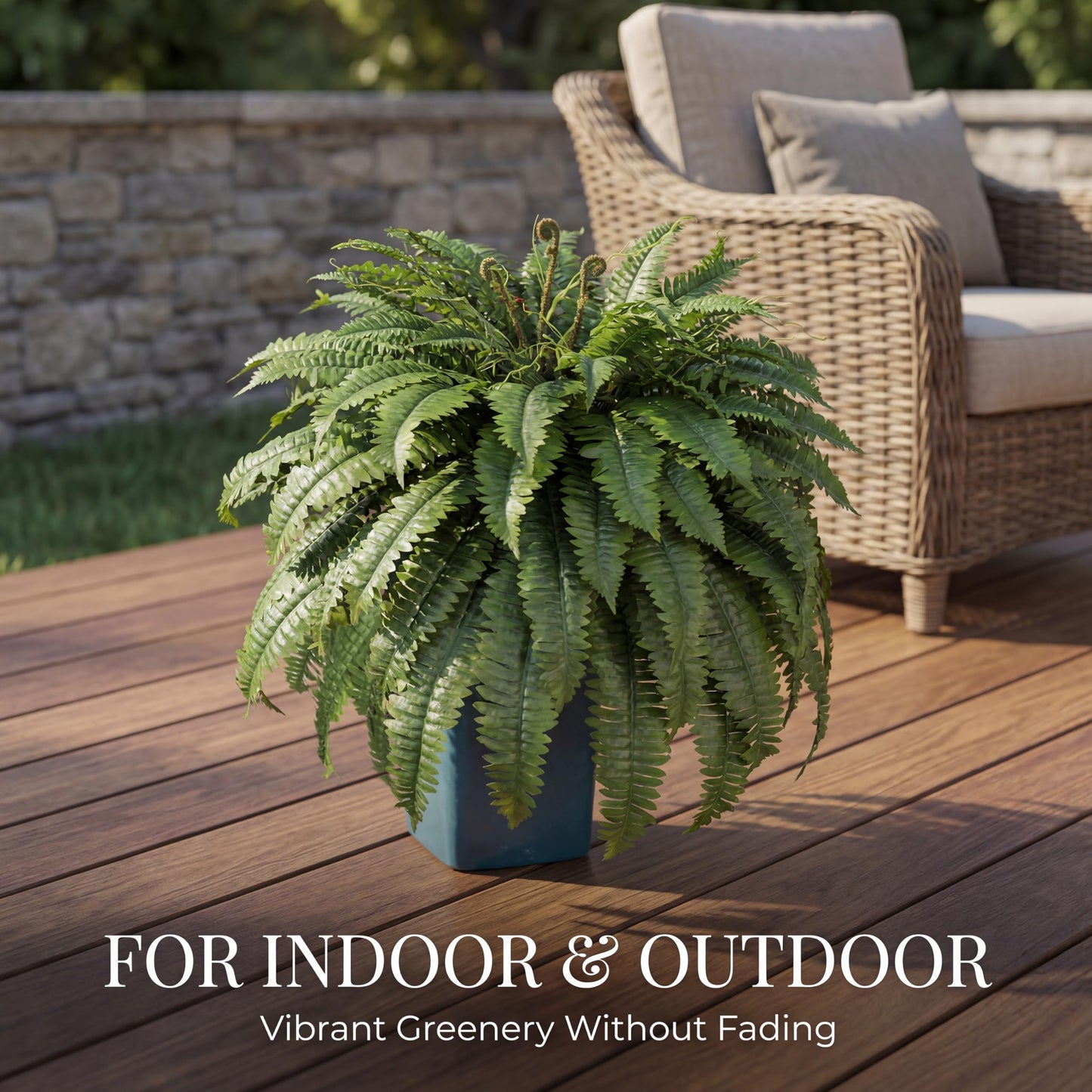 Cotlux Large Artificial Ferns for Outdoor 98 Branches Fake Fern 48" Faux Boston Ferns Silk Plant Uv Resistant Artificial Plants for Porch Garden Indoors Home Greenery