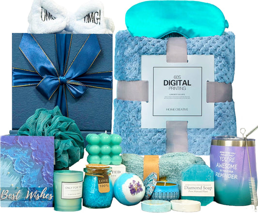 18 pcs Get well Soon Gift for Women,Care Package for Women, Relaxing Spa Gifts Set with Blanket, Unique Birthday and Mothers Day Gifts for Mom, Sister, Wife, Best Friend and Loved Ones