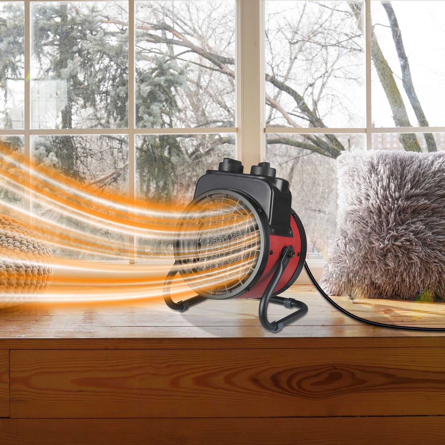 Techni Home Industrial Electric Forced Air Heater with Ceramic Heating Element, Adjustable Tilt, Overheat Protection, Portable Shop Garage Heater for Indoor/Outdoor Use, 1500W