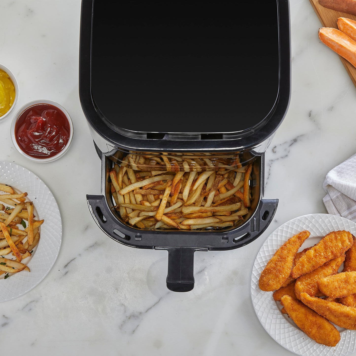 West Bend Compact Air Fryer 5-Quart Capacity with Digital Controls LCD Display and 10 Cooking Presets with Shake Reminder, Nonstick Frying Basket, 1500-Watts, Black