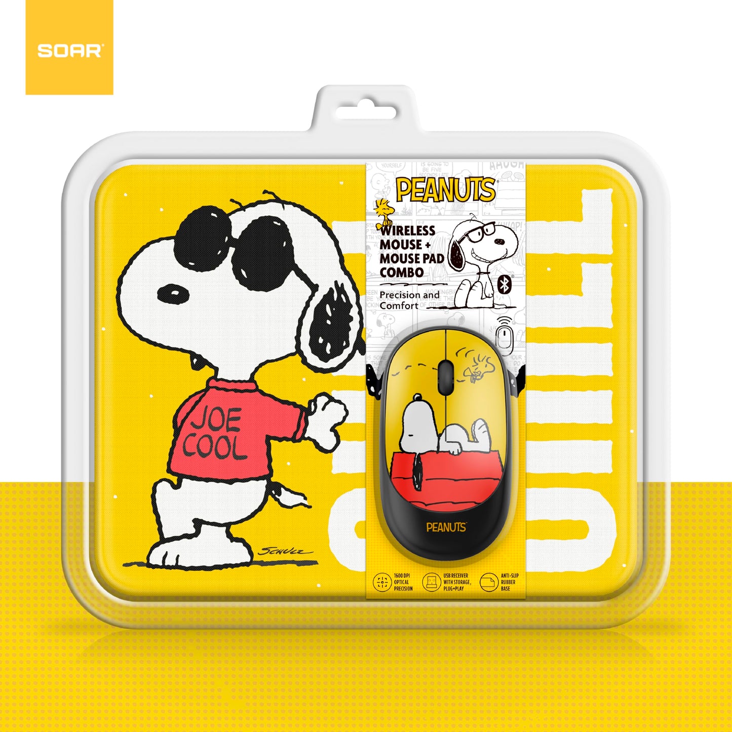 SOAR Peanuts Mouse & Mouse Pad Combo Yellow- Chill