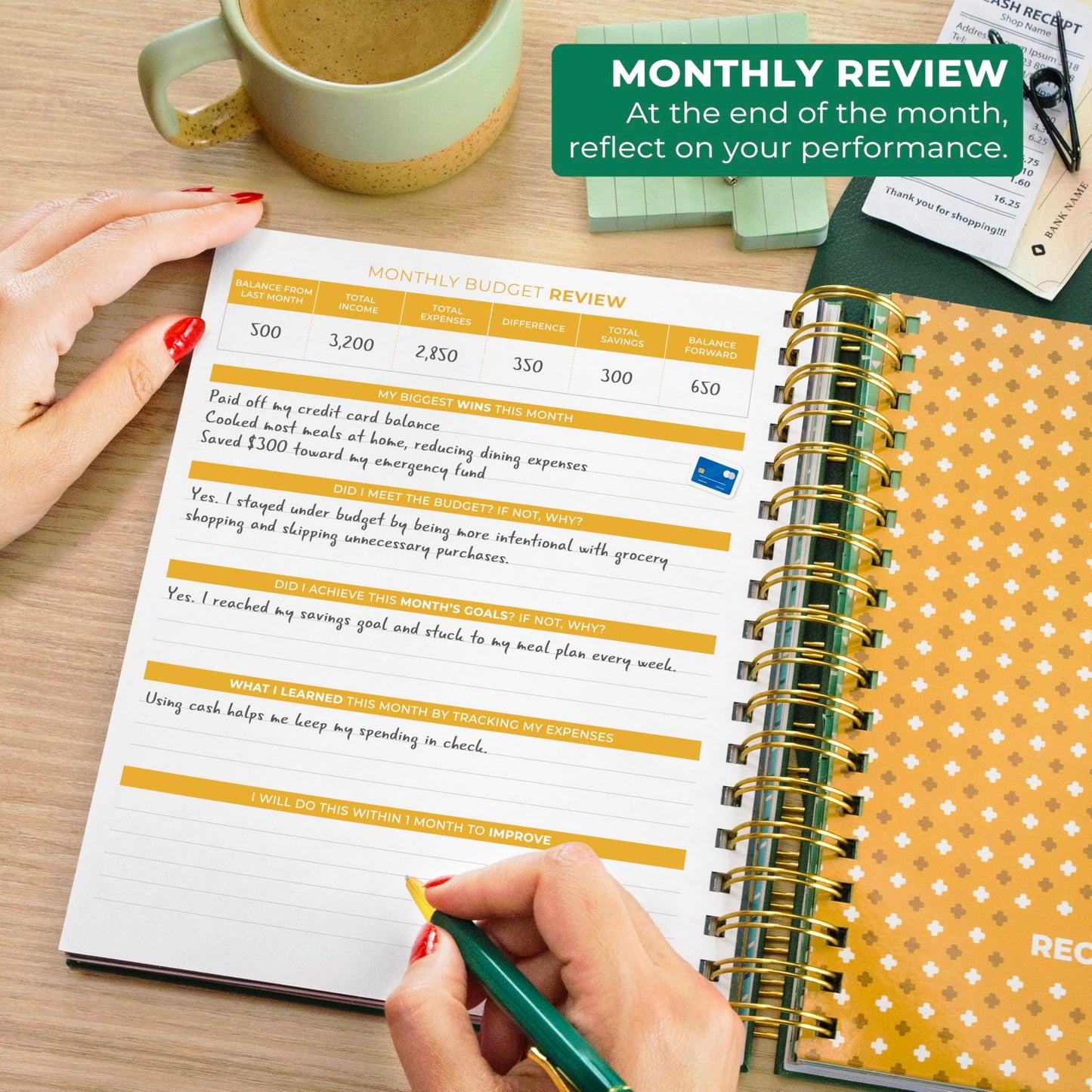 Clever Fox Budget Planner & Monthly Bill Organizer With Pockets. Expense Tracker, Budgeting Journal & Financial Book. Large, 8x9.5" (Dark Green)