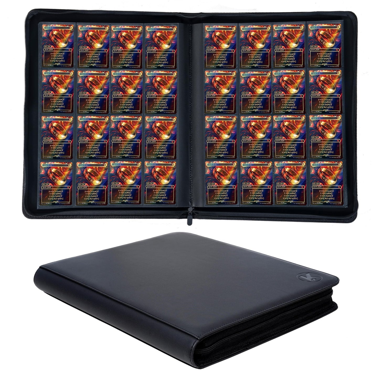 KUOOKING 1000+ Pockets Trading Card Binder, 16-Pocket Card Ablum Compatible with lorcana,MTG,Sports Cards & Other Standard Size Trading Card（BLACK)