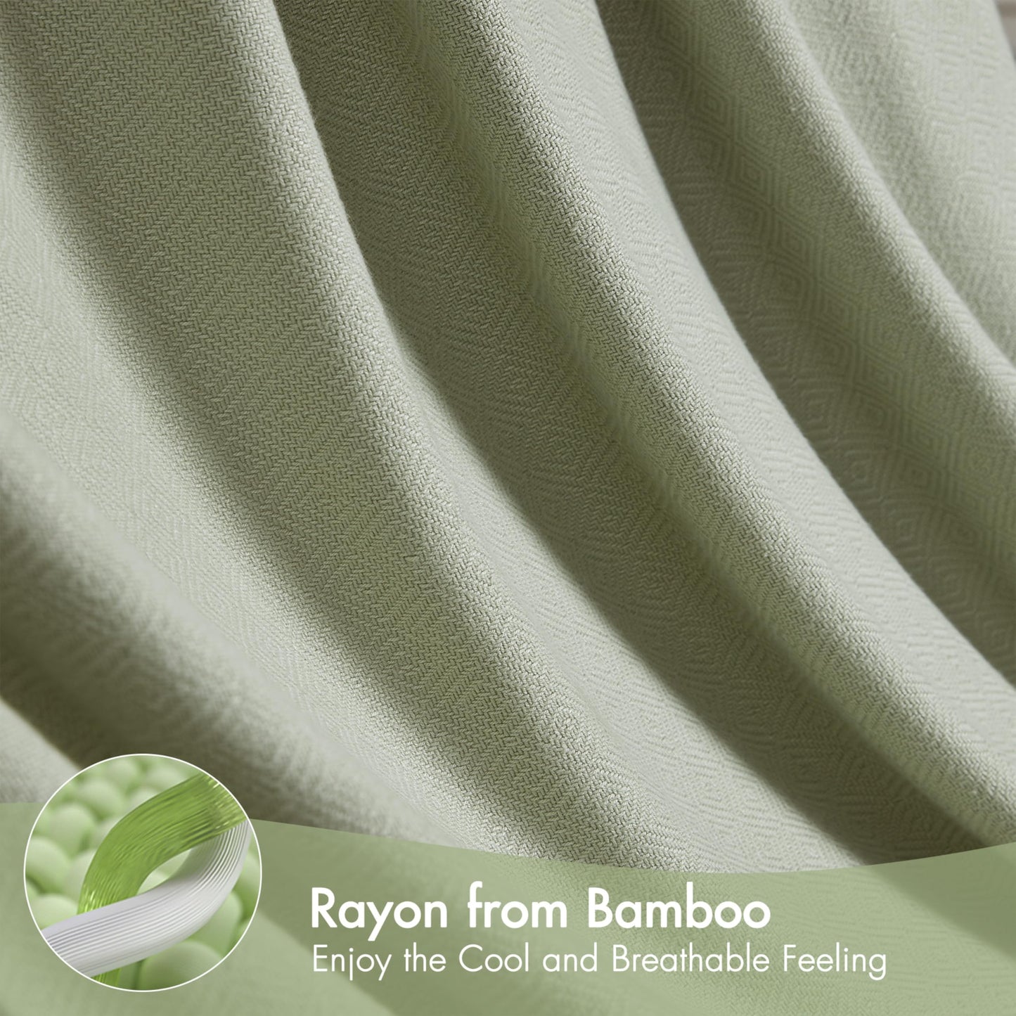 Madison Park Queen Size Blanket, 70% Rayon Bamboo-Based, 30% Cotton, Breathable for Hot Sleepers Menopause, Ultra Soft and Snag-Resistant, Summer Blanket for Bed or Couch, Queen 90"x90" Sage Green