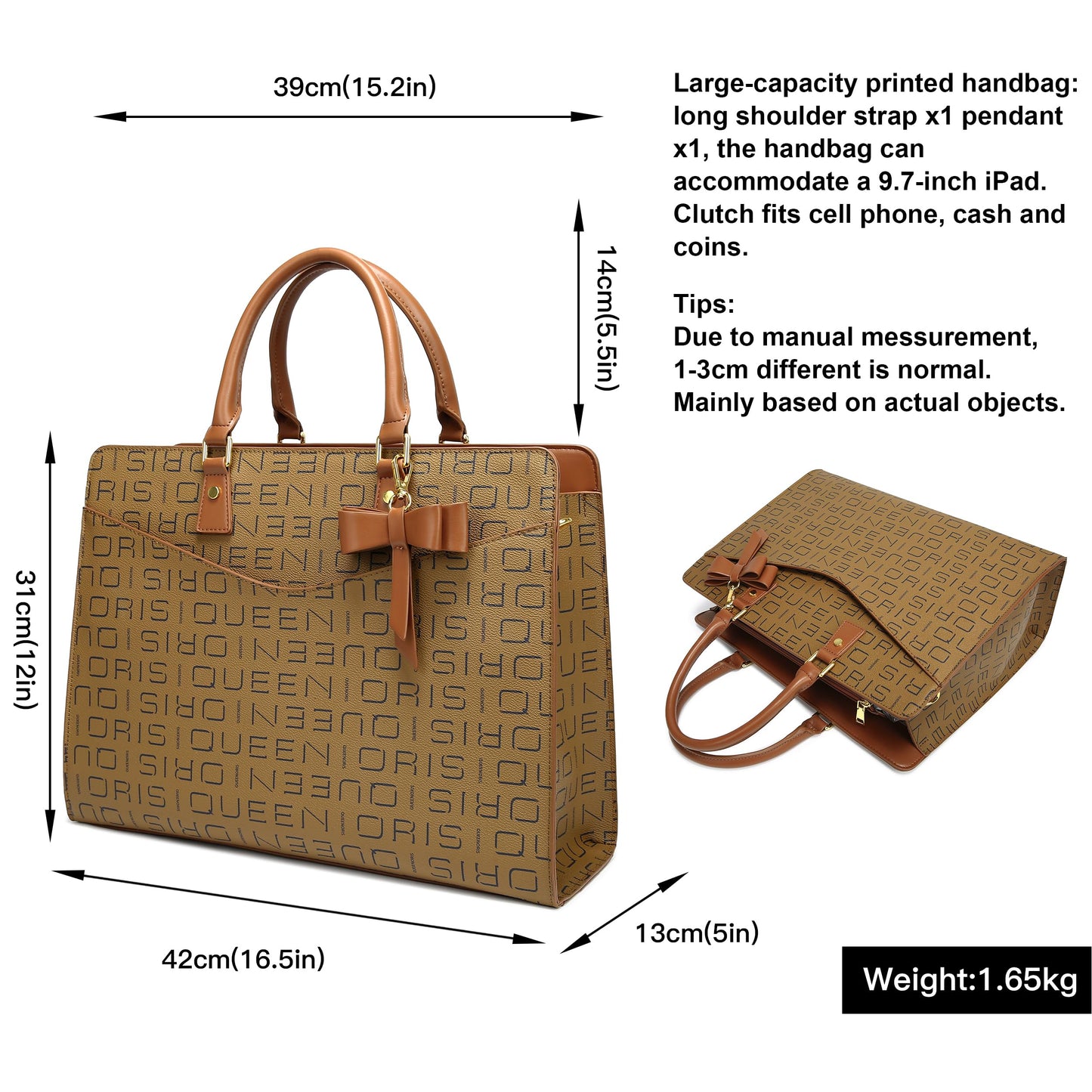 Queenoris Briefcase Tote Bag for Women, 15.6 inch Laptop Large Capacity Computer Bag Office Top Handle Handbag Work Bags