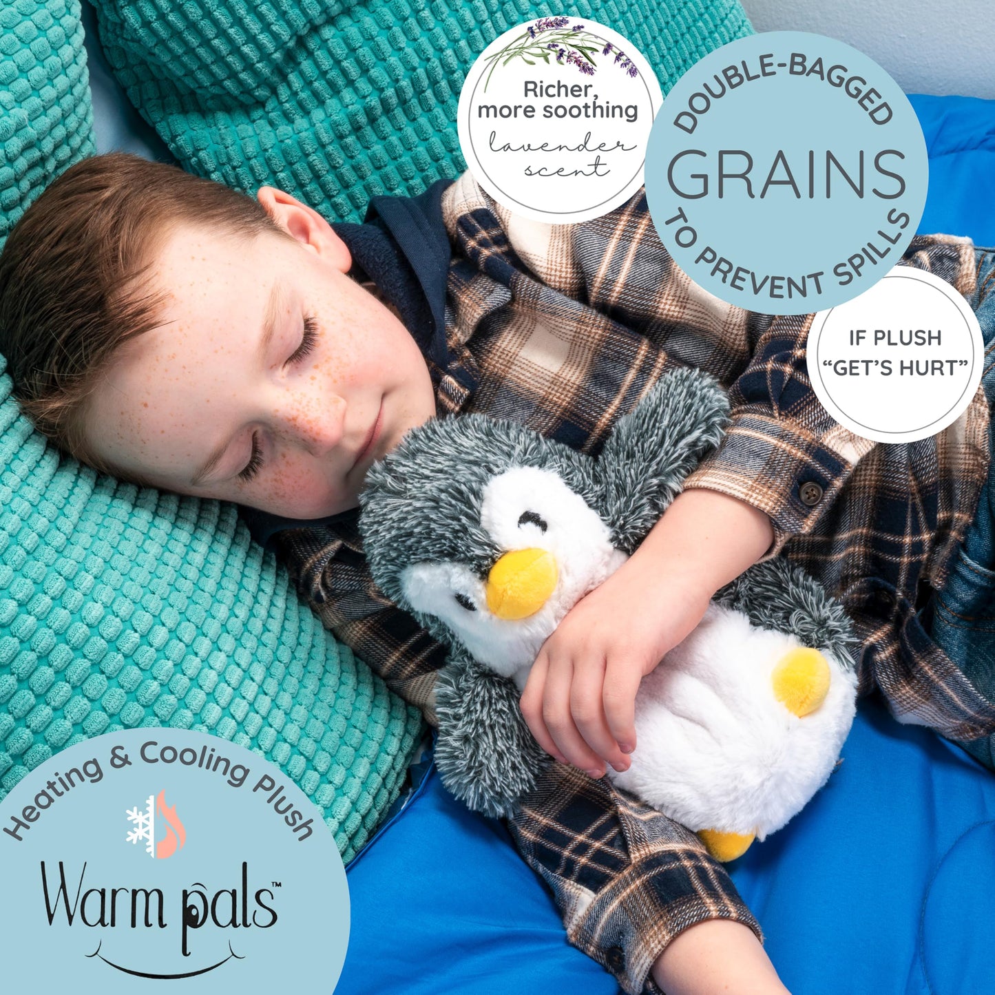 Warm Pals - Peppy Penguin - 1.5lbs - Cozy Microwavable Lavender Scented Plush Toys - Heated Stuffed Animal - Heatable Coolable Bedtime Comfort Plushie