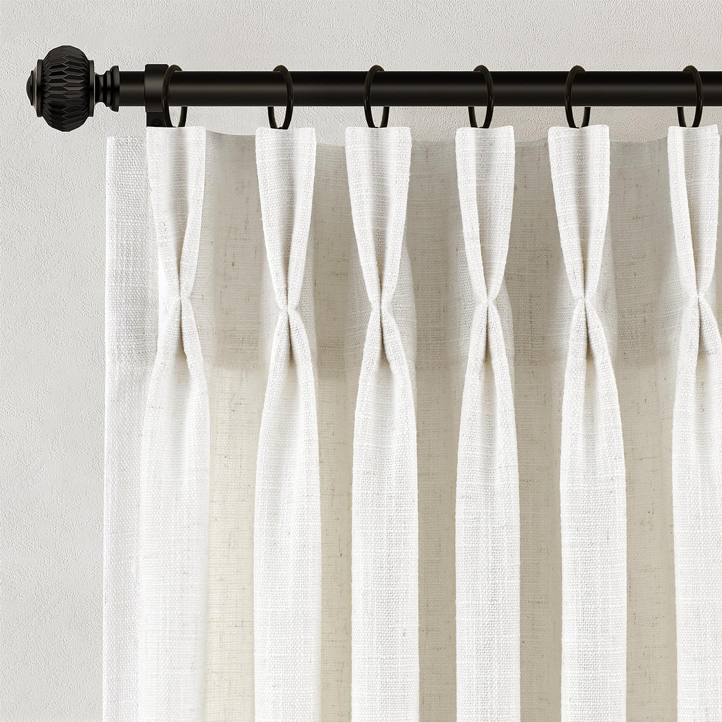 Pinch Pleated Linen Curtains 90 Inches Long for Living Dining Room Bedroom 2 Panel Set Natural Cream Birch Pinch Pleat Curtain 90 Inch Neutral Boho Floor to Ceiling Curtains Semi Sheer Linen Drapes