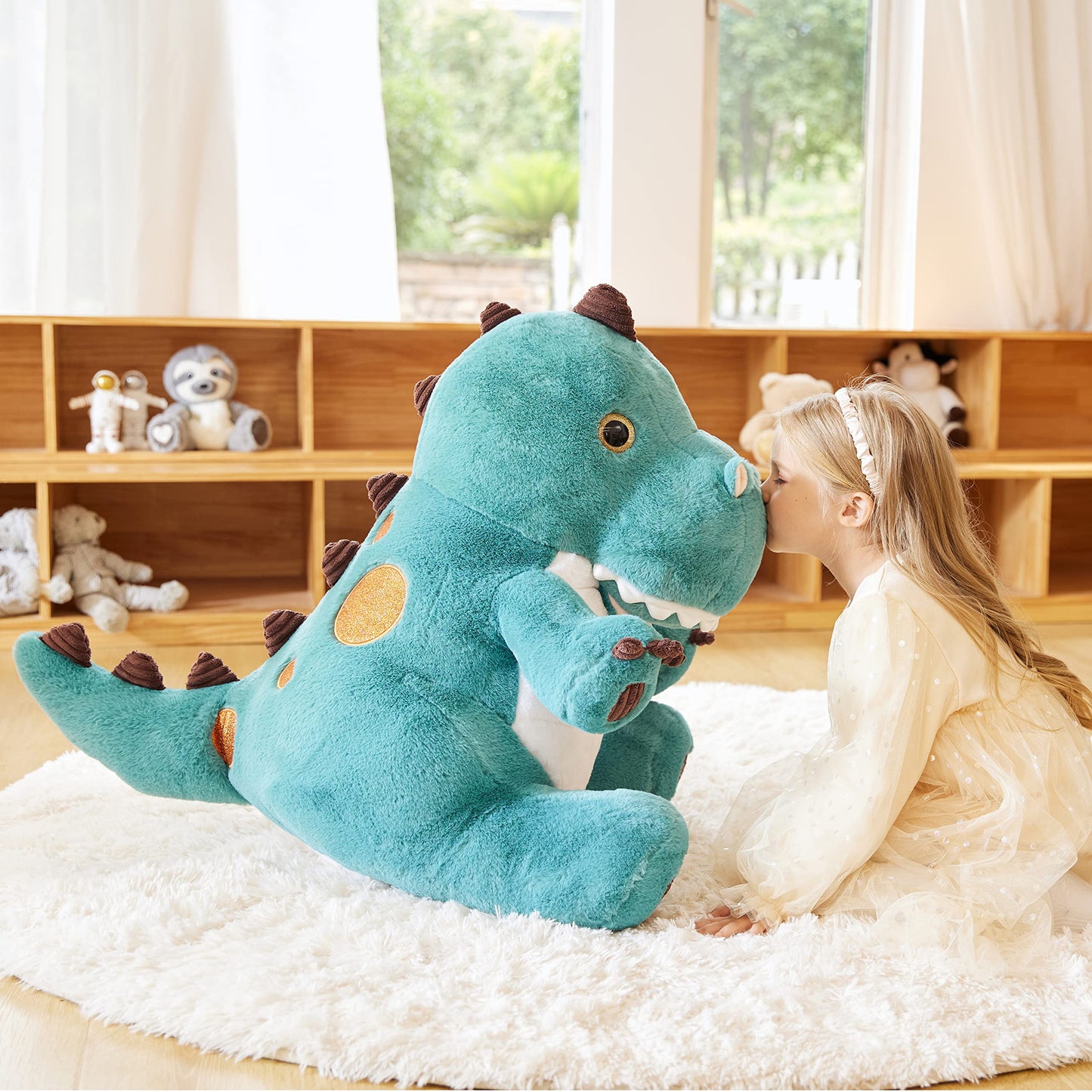 EARTHSOUND Giant Dinosaur Stuffed Animal Plush Toy,Large Jumbo 23" Cute Soft Toys,Big Size Huge Fluffy Plushy Oversized Fat Plushie,Gifts for Kids Girls Boys Girlfriend (23 inches, Lake Blue)