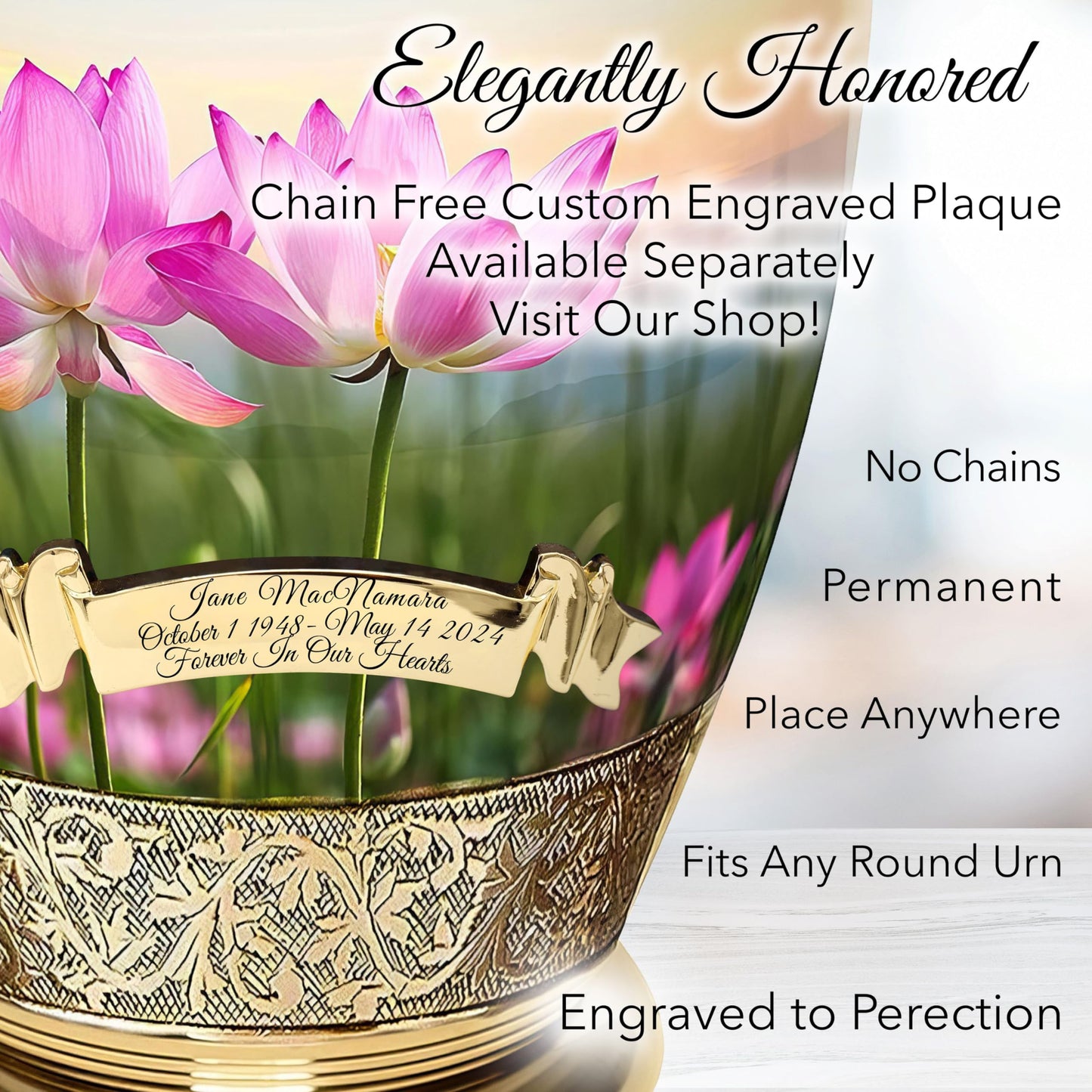 Lotus Tranquility Cremation Urn for Ashes for Women Decorative Urns - Personalized Beautifully Handcrafted Urns for Human Ashes Adult Female, Mom, Sister or Daughter