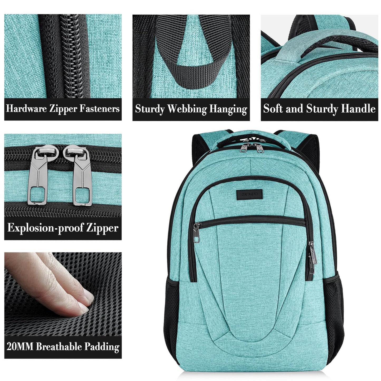 BIKROD Teal Backpack for Women and Men, Extra Large School Backpacks for Teens, Water Resistant Back Pack Fits 17 Inch Laptop, Business Anti Theft Sturdy Computer Bag Gifts