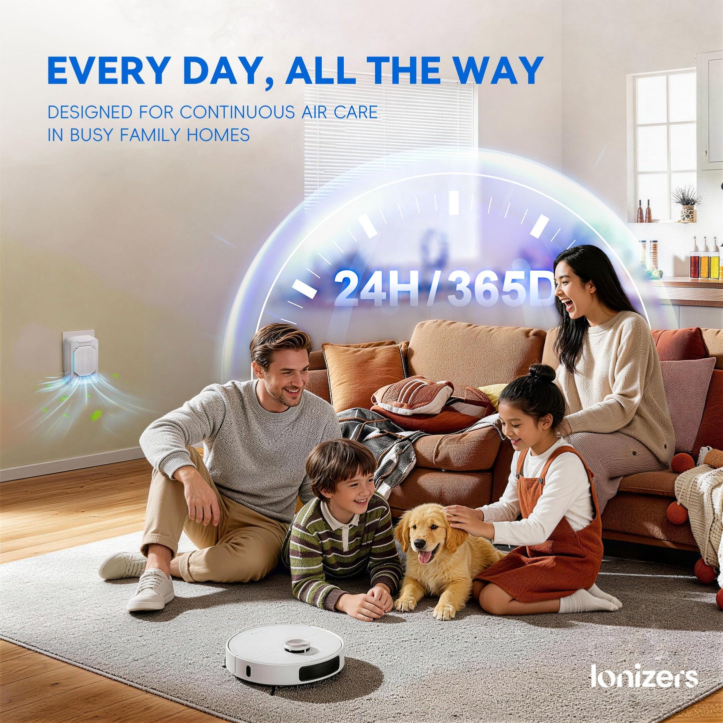 Air Purifiers for Home Pets (2 Pack), Air Ionizers Plug In for Bedroom, Office & Kitchen, Portable Quiet Odor Reducer for Pets, Smoke, Dust & Pollen, Air Freshener, Easy to Use, Low Noise
