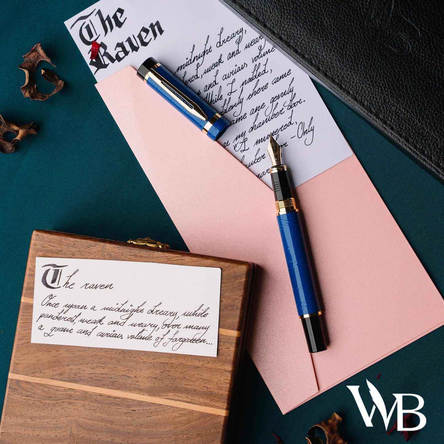 Wordsworth & Black Primori Fountain Pen Set [Blue Gold]; Extra Fine Nib, Gift Case, 24 Ink Cartridges, Refill Converter, Manual; Journaling, Calligraphy, Smooth Writing Pens; Left and Right Handed