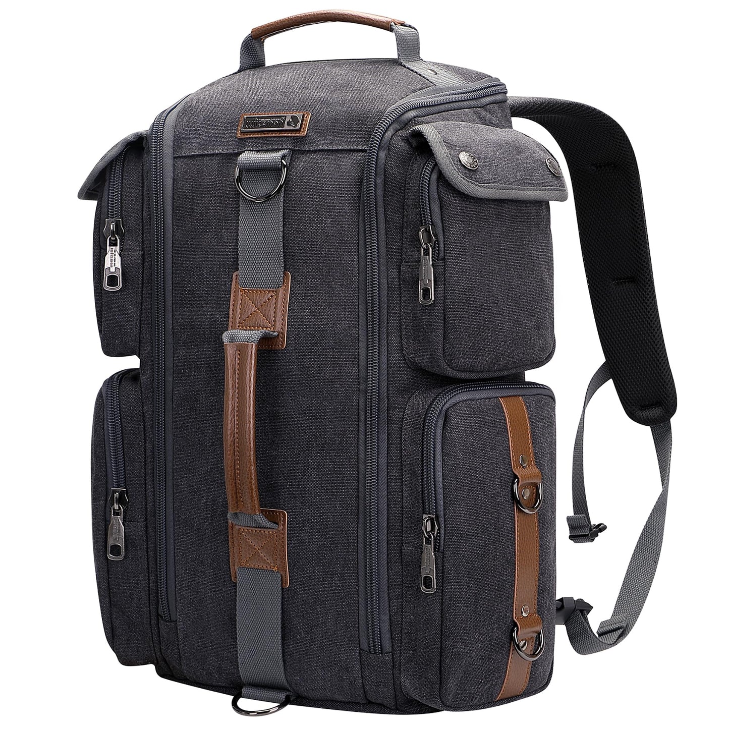WITZMAN Travel Backpack for Men and Women Carry On Canvas Backpack Duffel Bag for Airplanes Fit 17 Inch Laptop (6661 canvas black)