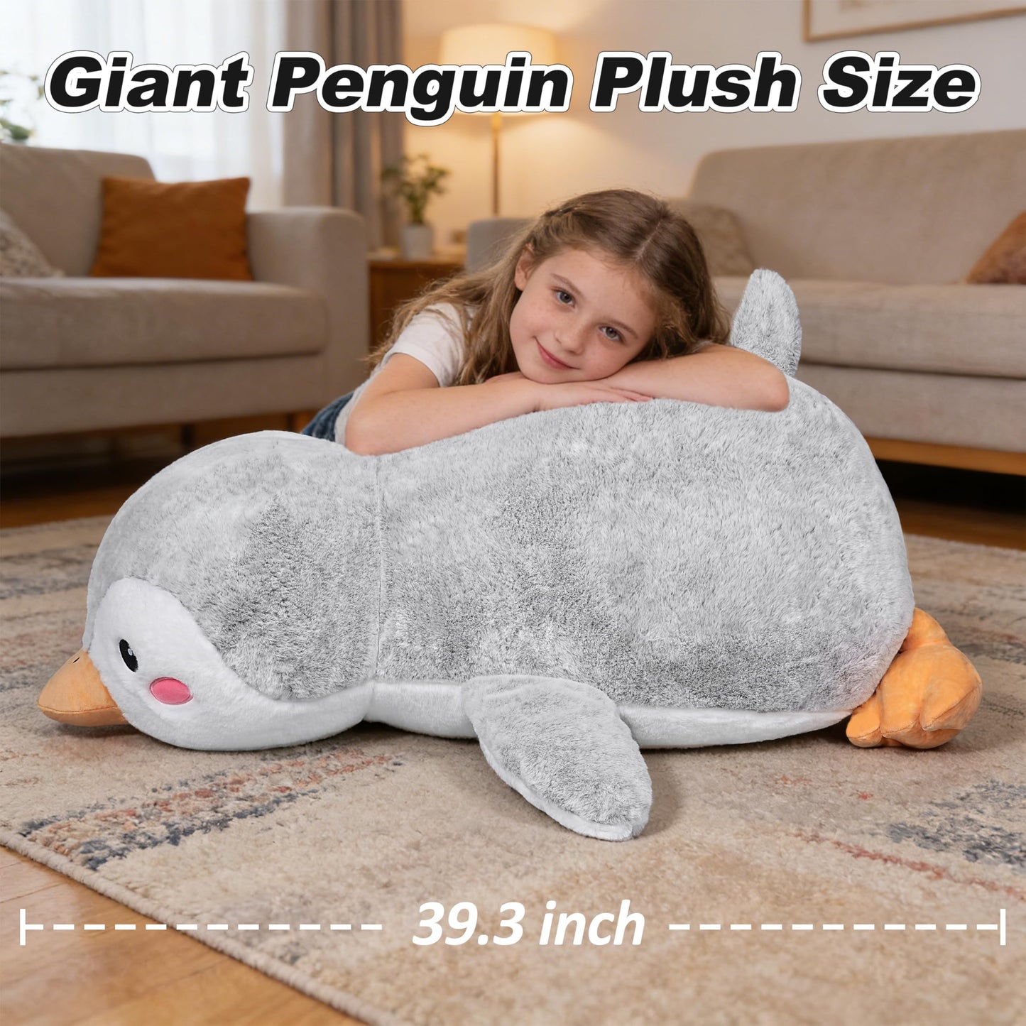 ZBLX Giant Penguin Stuffed Animal, 35 inch Big Penguin Stuffed Animal, Large Cute Penguin Plush for Kids Boys Girls Birthday Gifts (Penguin)