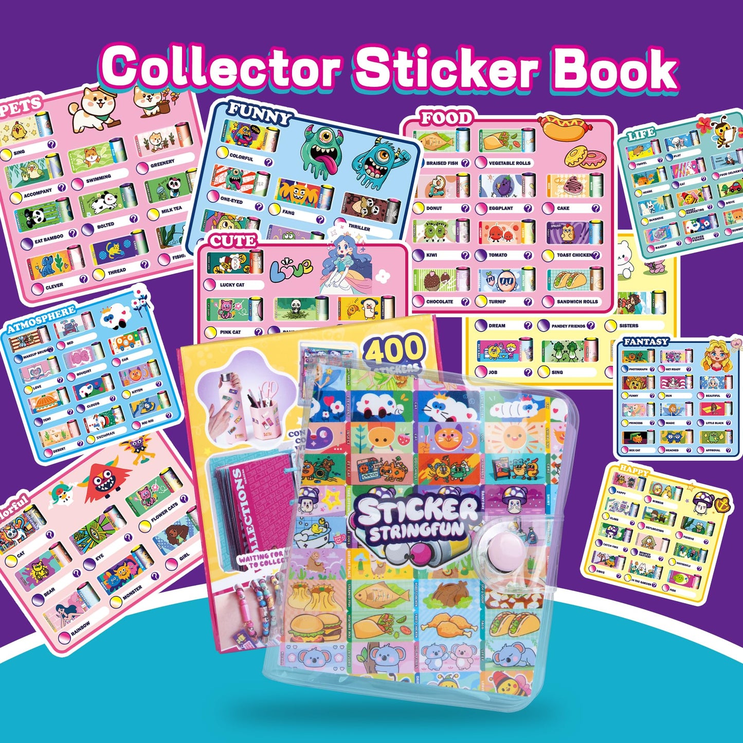 Creative Sticker Bracelet DIY Kit with 400 Mini Sticky Rolls – Wearable & Shareable STICKI Rolls 100-Page Sticker Book, Reusable Arts & Crafts for Kids Ages 5–12 (Girls & Boys
