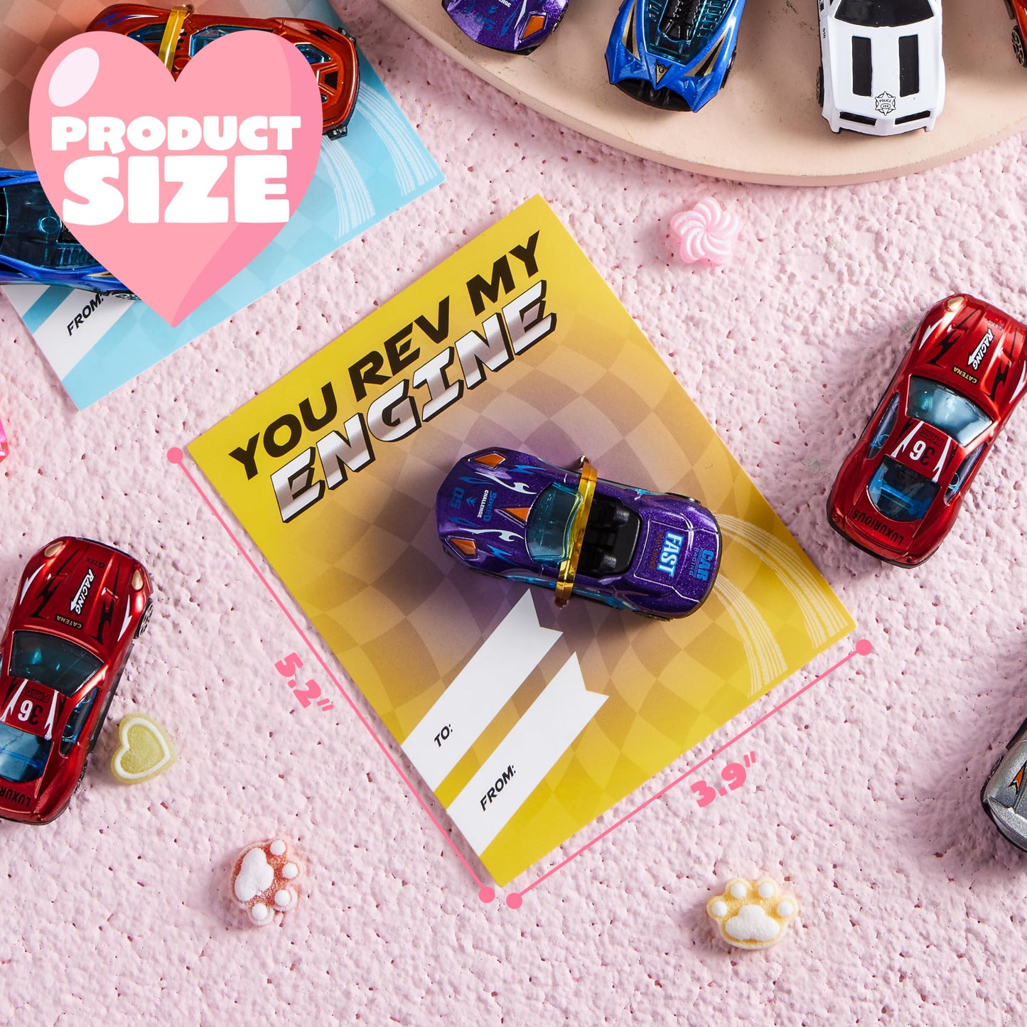 JOYIN 28 Valentines Day Cards with Die-Cast Racing Cars for School Classroom Exchange