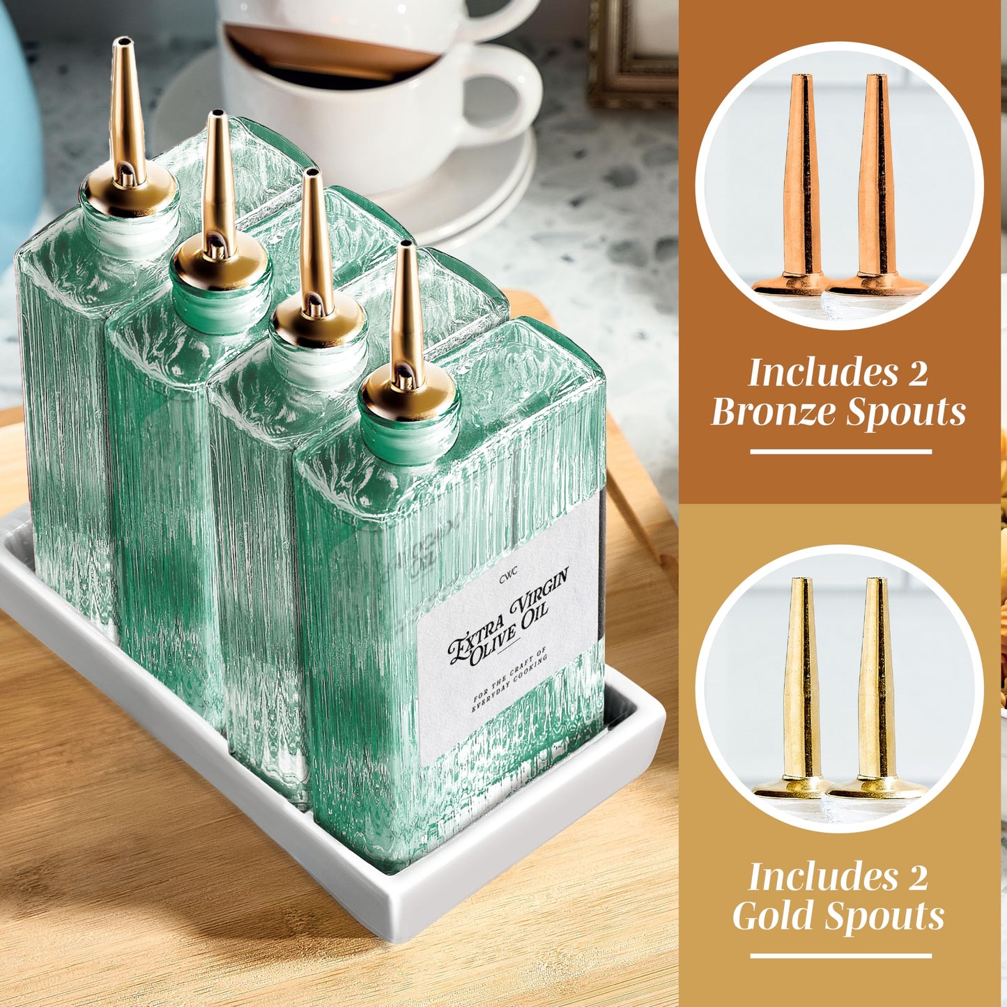 COOK WITH COLOR Glass Oil Dispenser Bottle, 4 Pack
