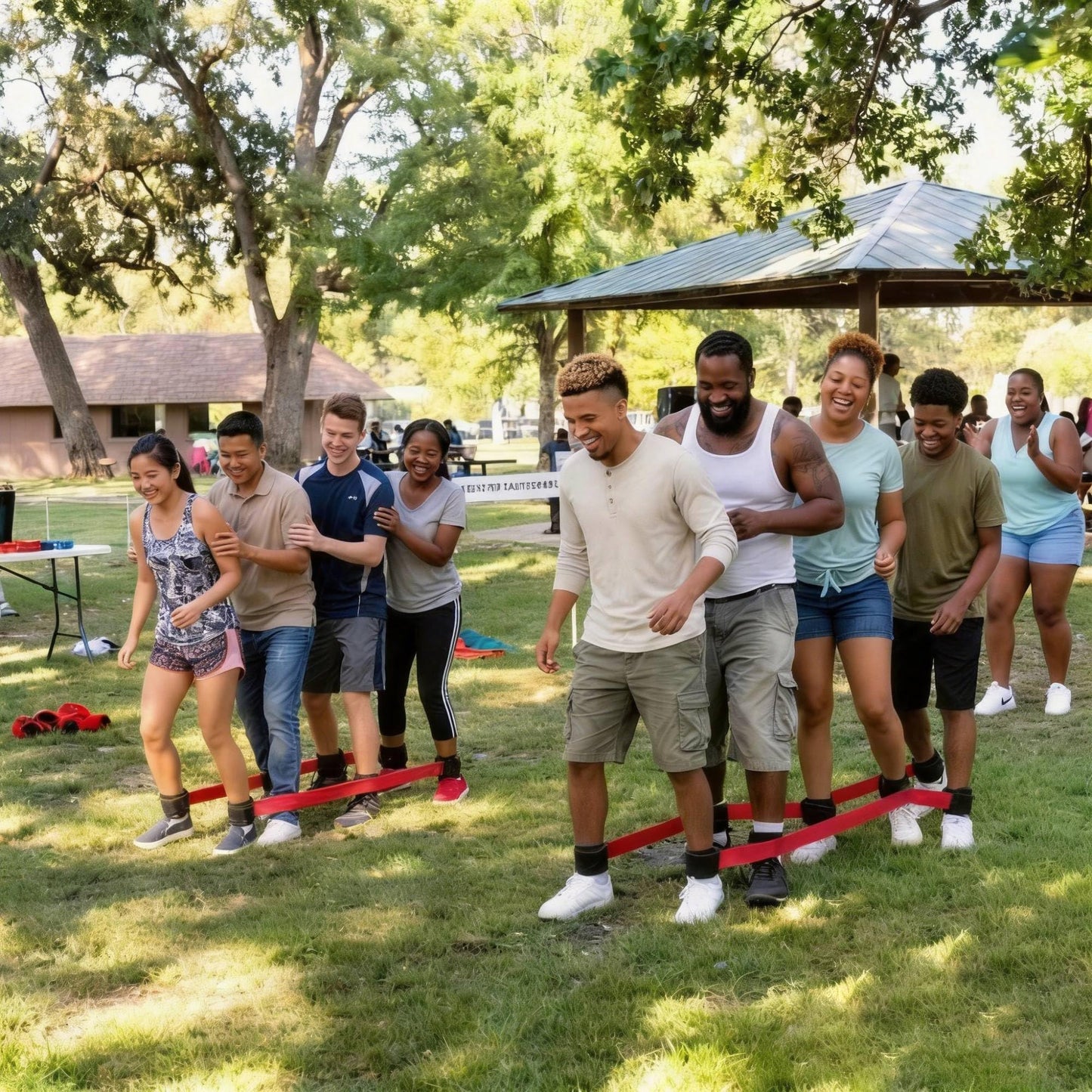 Three Legged Race Bands, 2 Sets, Team Building, 3 Legged Race Bands, Outdoor Party Group Game for Teenagers Adults, Cooperative Team Race for Birthday, Relay Race, Field Day, Backyard Activity Game