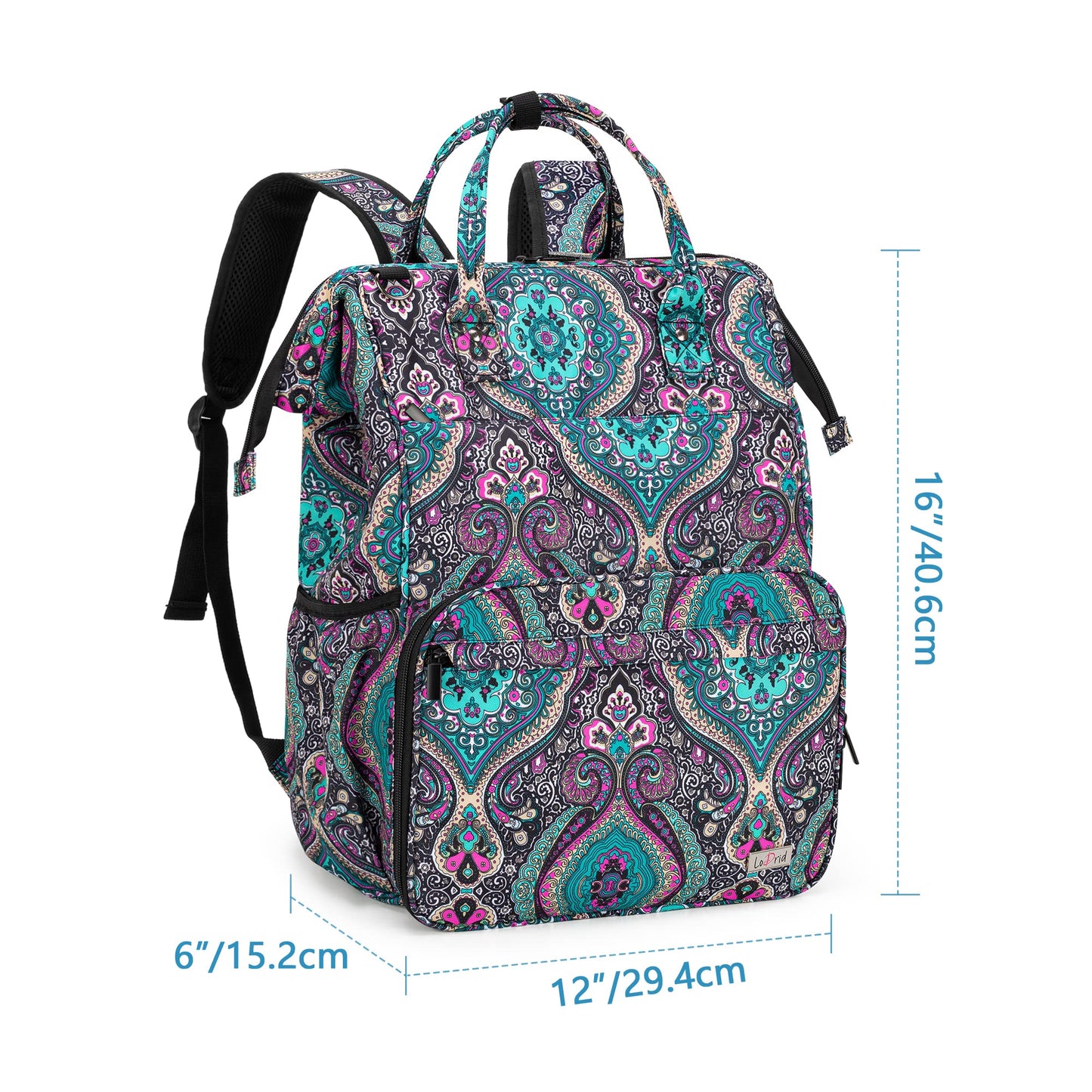 LoDrid Nurse Bag, Heavy Duty Nurse Work Backpack for Men & Women, Nurse Storage Backpack for Work with Steel Frame Top, 15.6" Laptop Layer, Zip-Top Closure & Inner Padded, Totem, Bag Only
