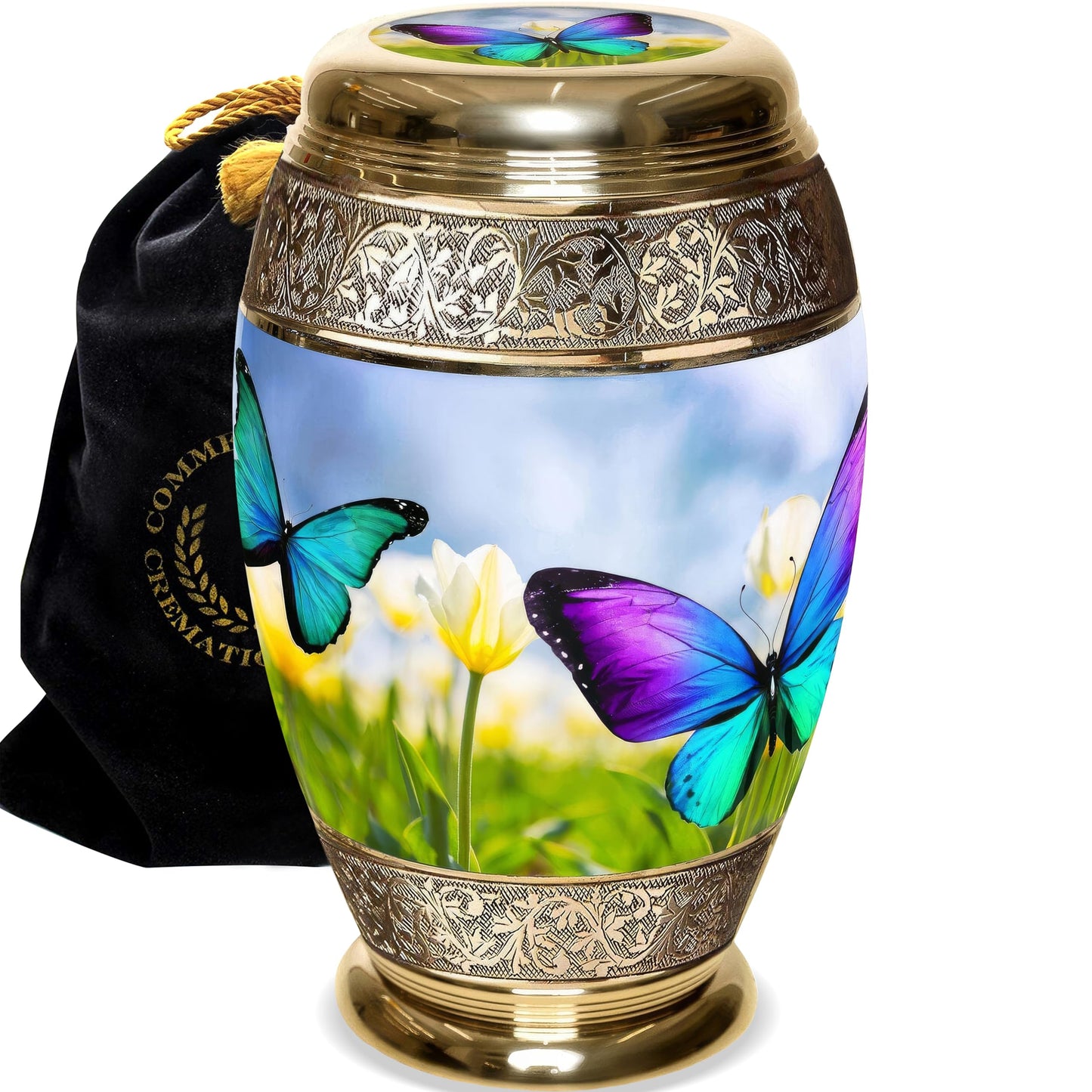 Wild Butterflies Cremation Urn for Ashes for Women - Beautifully Handcrafted & Personalized Cremation Urns for Human Ashes Adult Female, Mom, Sister or Daughter