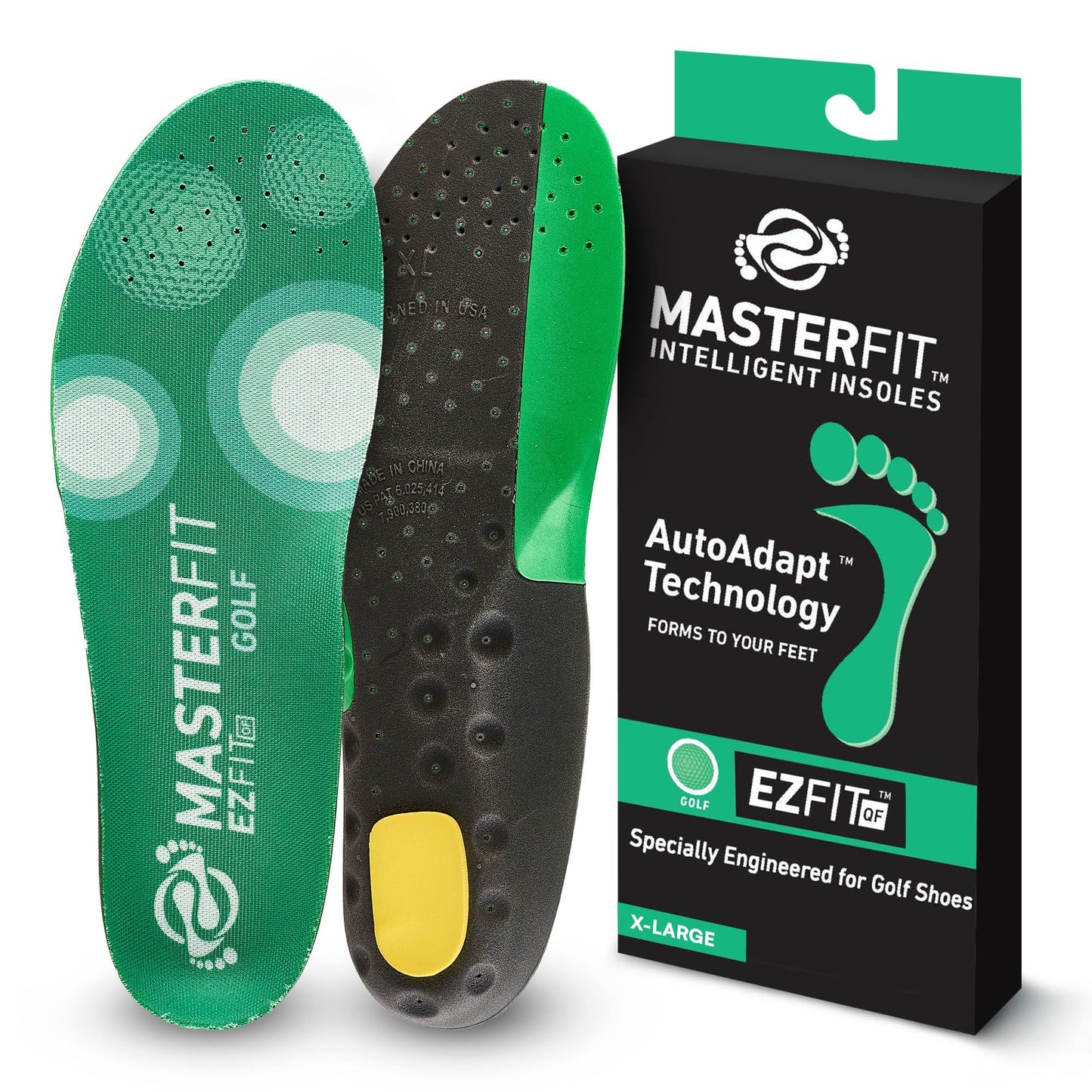 MASTERFIT EZQF Regular Golf Shoe Insoles for Men Women - Enhanced Stability, Precision Swing, and Comfortable Insoles - Athletic Shoe Inserts for Foot Pain - Shoe Insoles for Men Women - XL Size