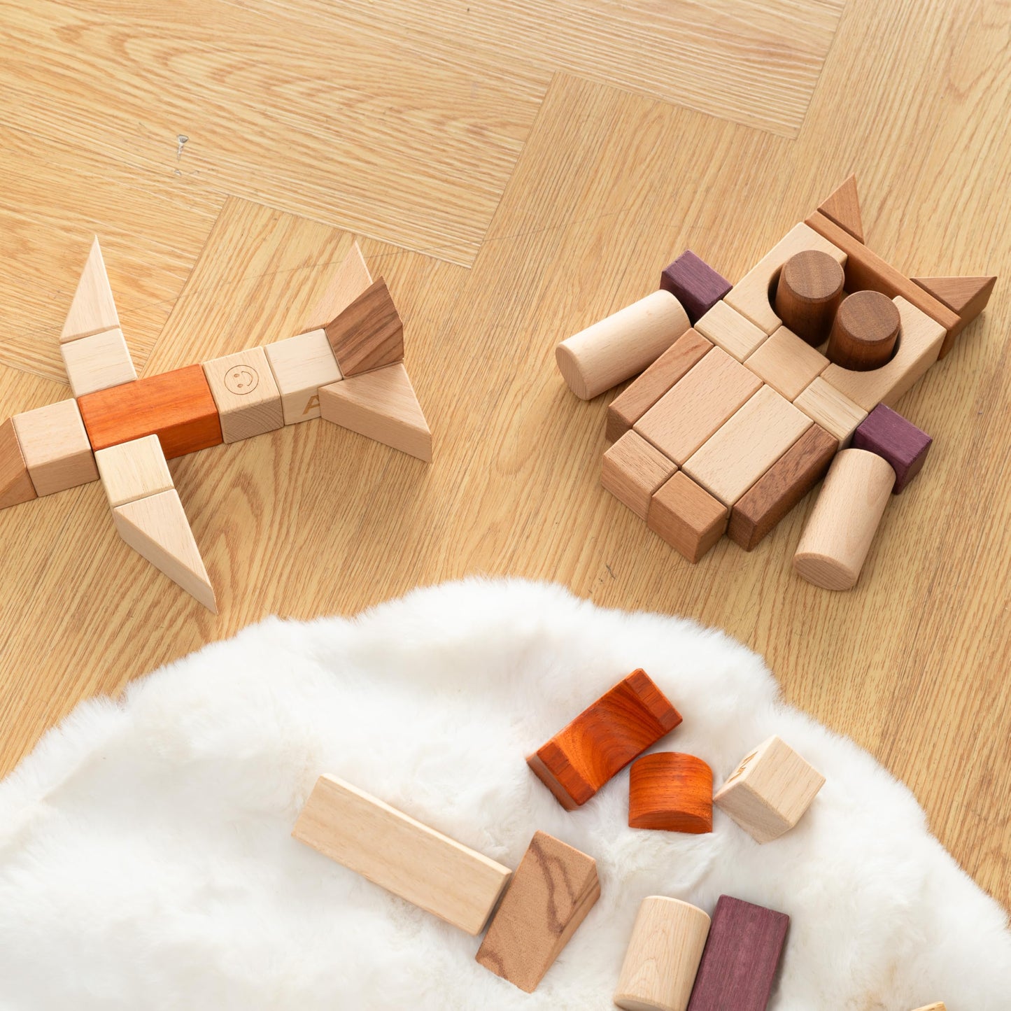 MOMOARI Alphabet Number Early Math Wooden Building Blocks