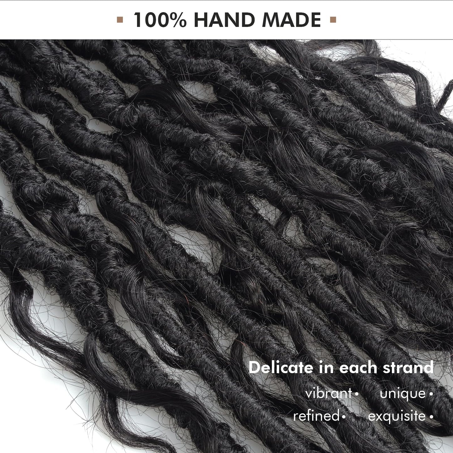 ToyoTress Boho Butterfly Locs With Human Hair Curls - 16 Inch 8 Packs Natural Black Handmade Pre-Looped Crochet Hair For Black Women Human Hair Locs, Boho Faux Locs Crochet Braids (16 Inch, 1B-8P)
