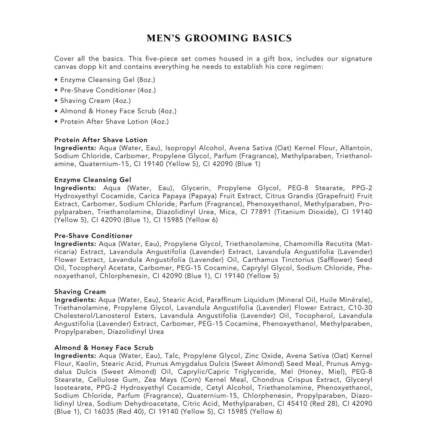 Mario Badescu Men Grooming Basics 5 Piece-kit, Skin Care Gift Set for Men, with Pre Shave Conditioner, Shaving Cream, Almond & Honey Face Scrub, After Shave Lotion, and Enzyme Cleansing Gel