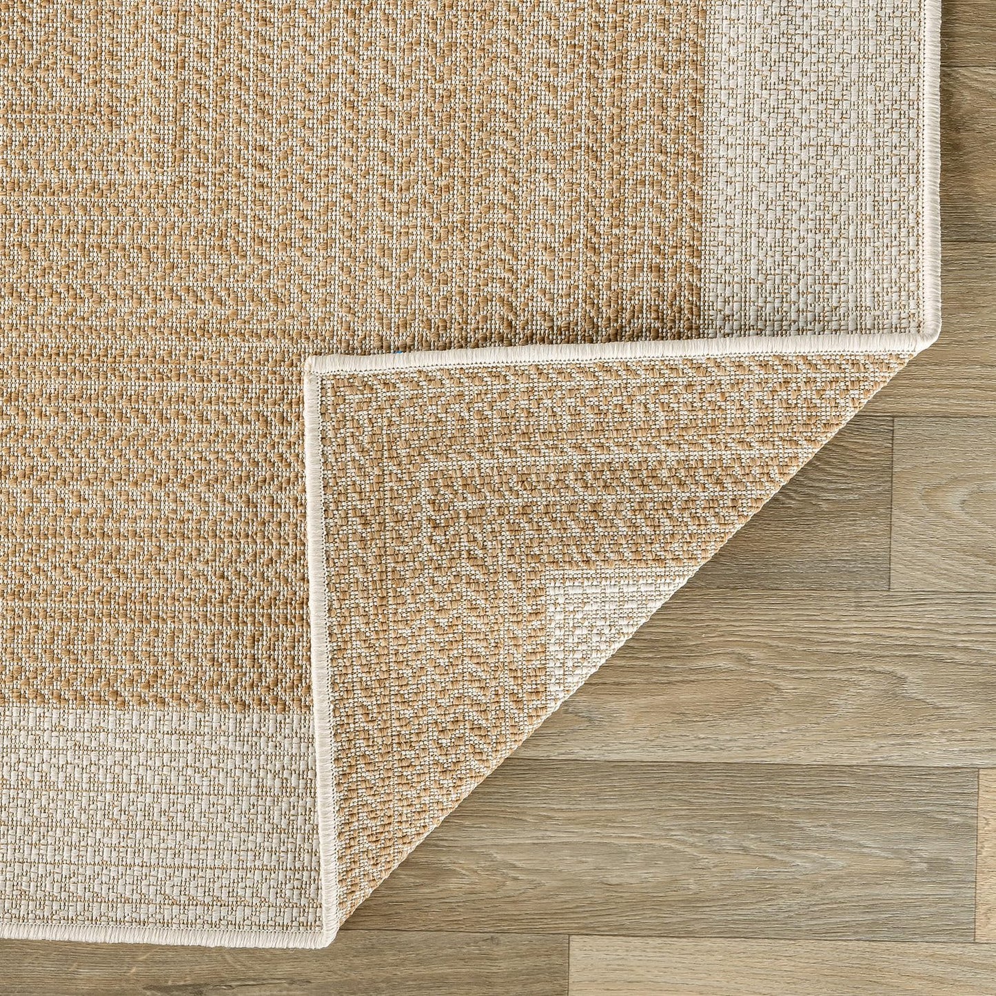 Rugshop Natural Braided Geometric Reversible Weather Resistant Indoor/Outdoor Runner Rug, for Hallway, Entryway and Kitchen, 2' x 7'