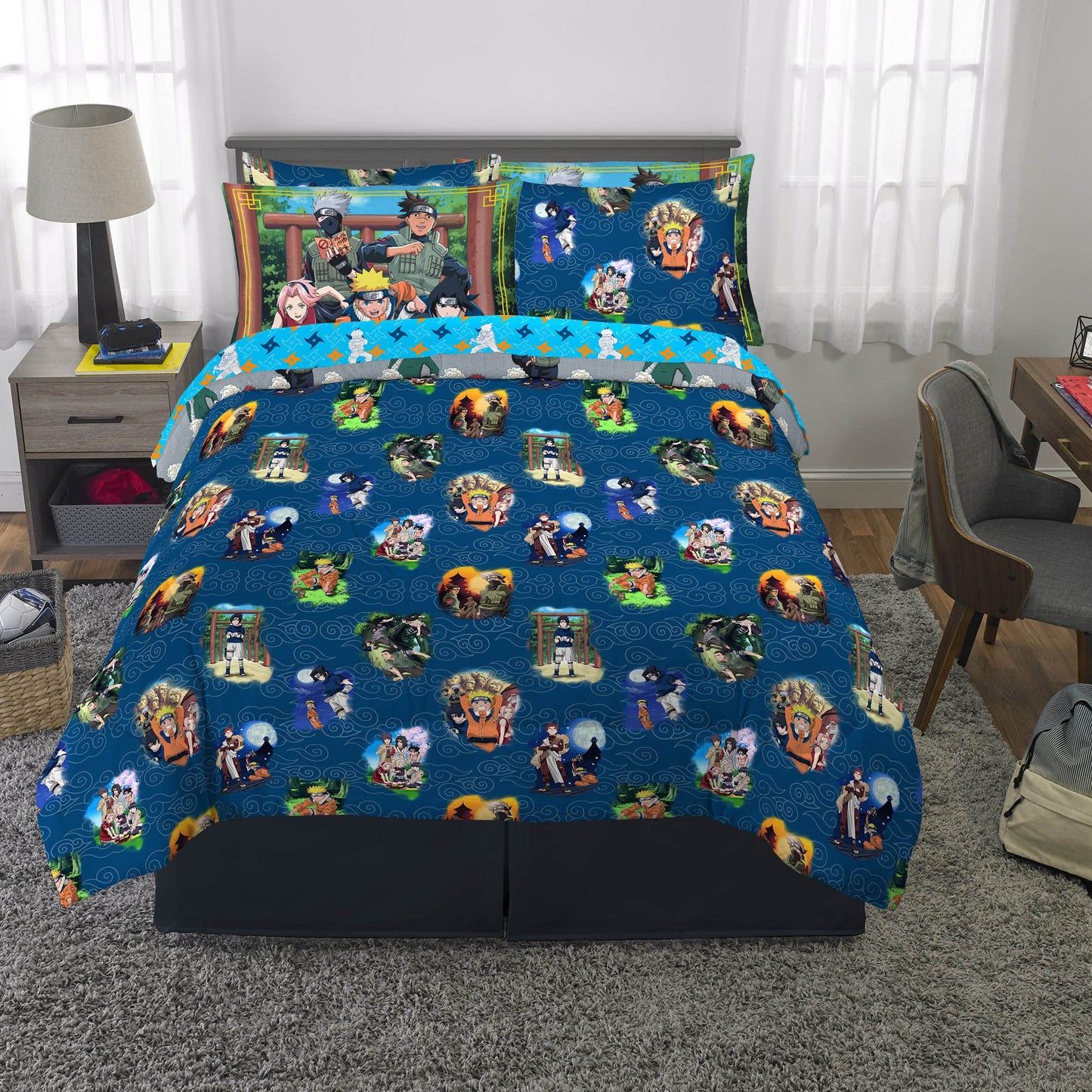 Naruto Anime Bedding Super Soft Comforter and Sheet Set with Sham, 7 Piece Full Size, By Franco