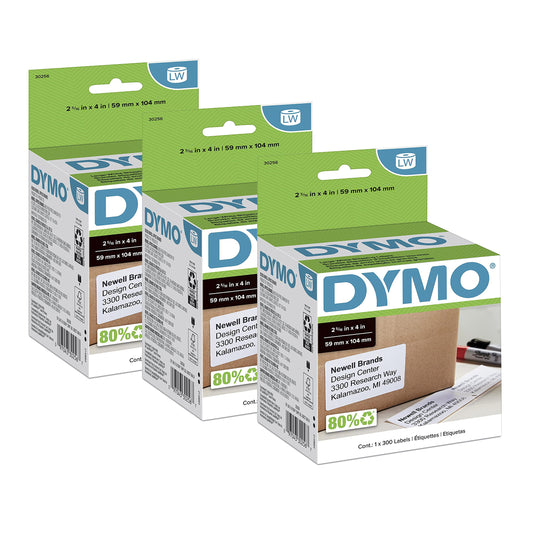 DYMO Authentic LW Large Shipping Labels for LabelWriter Label Printers, Print Up to 6-Line Addresses, 2-5/16" x 4", 3 Rolls of 300 (900 Total)