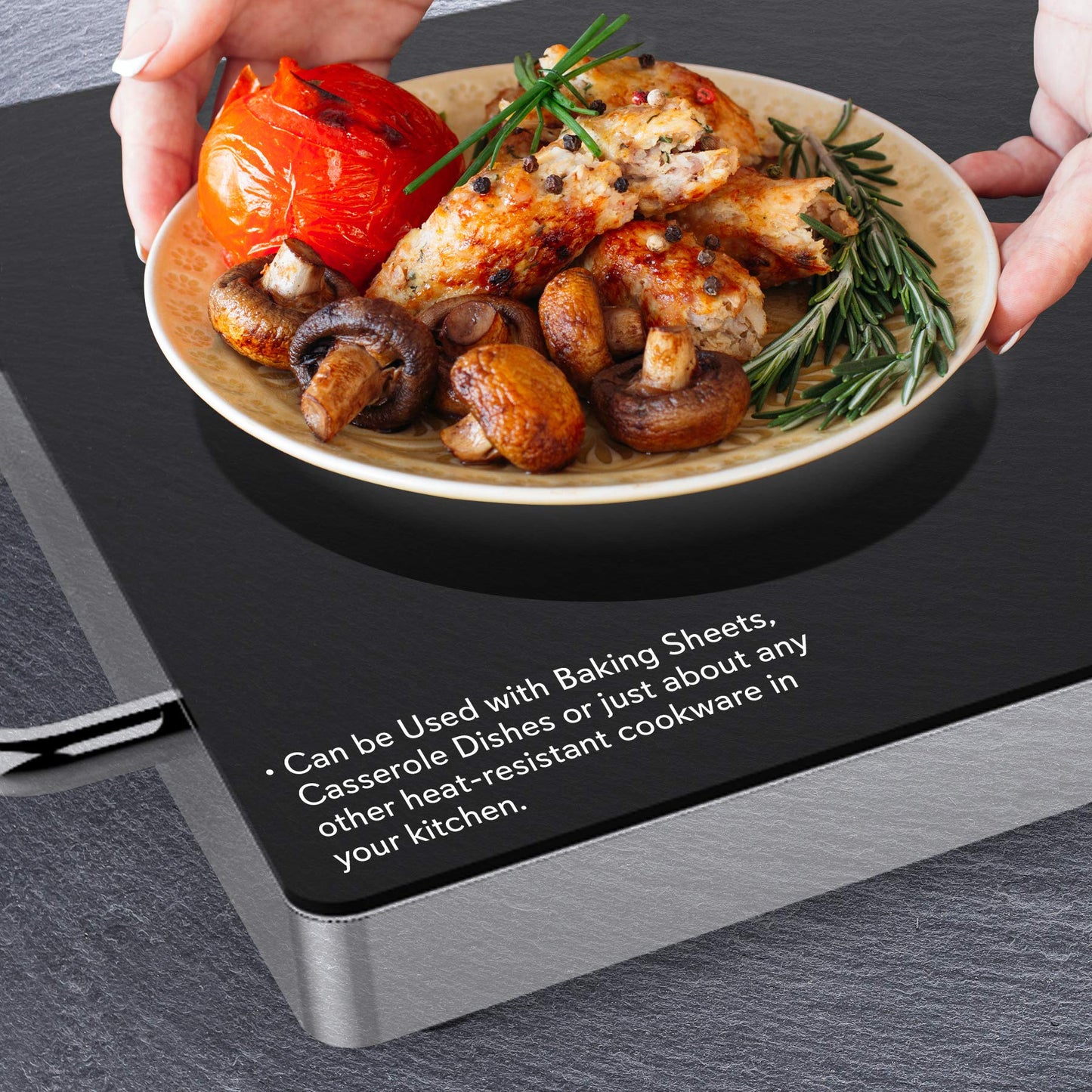 NutriChef Electric Hot Plate Tray Dish Warmer with Black Glass Top | Ideal for Home, Buffets, Parties, Kitchens & Restaurants | Warming Tray for Food | Tortilla Warmer - Dimensions: 16.5 x 11