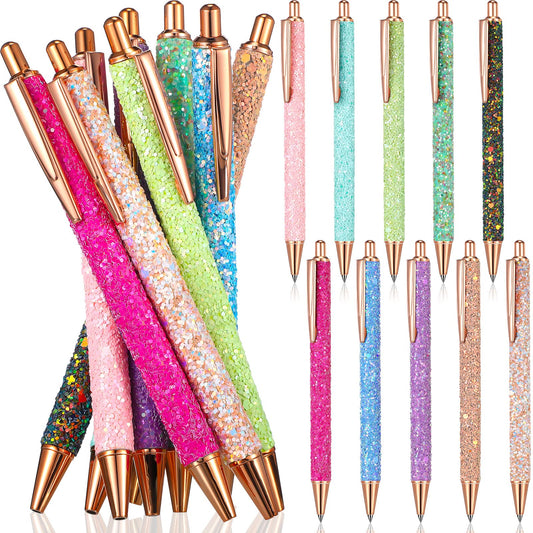 CHENGU 30 Pack Sparkly Fancy Ballpoint Pens Set Glitter Metal Sequins Pens for Women Supplies Black Ink Medium Point 1.0 mm for Birthday Wedding Office School Home Multicolor