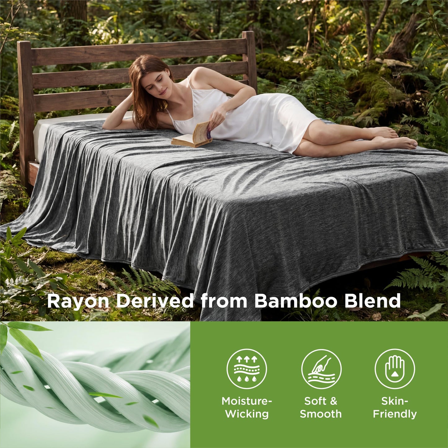 Bedsure Double Sided Bed Cooling Blanket Full Size for Hot Sleepers - Summer Cold Bed Sheet Blankets with Rayon Derived from Bamboo, Ice Cool Lightweight Arc-Chill Thin Summer Cooler Bedding, 80x90