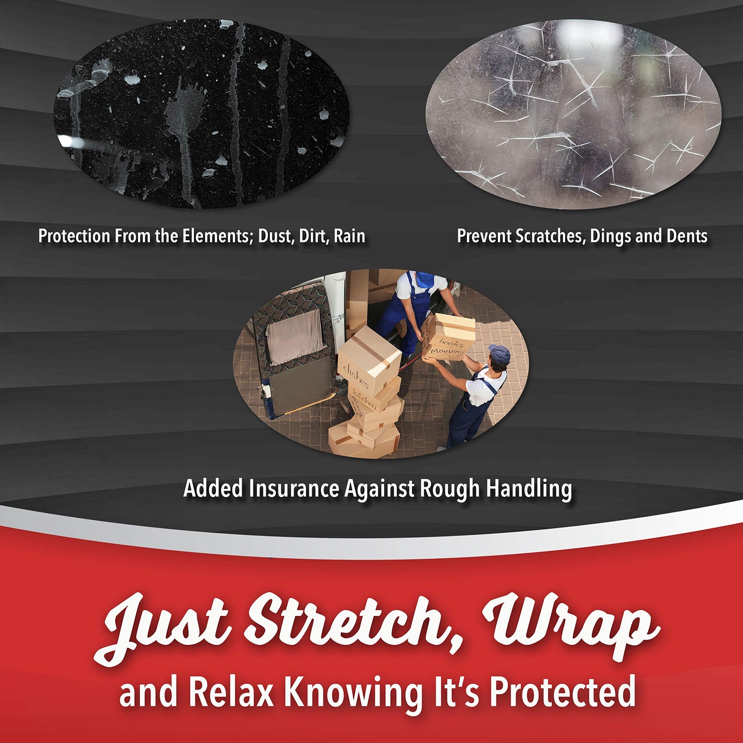 12 Pack Industrial Strength Mini Hand Stretch Wrap with 2 Plastic Handles, 60 Gauge Thick, 5" x 1000 Ft Roll, Shrink Wrap Roll for Moving Pallets, Plastic Wrap for Packing, Heavy Duty Stretch Film
