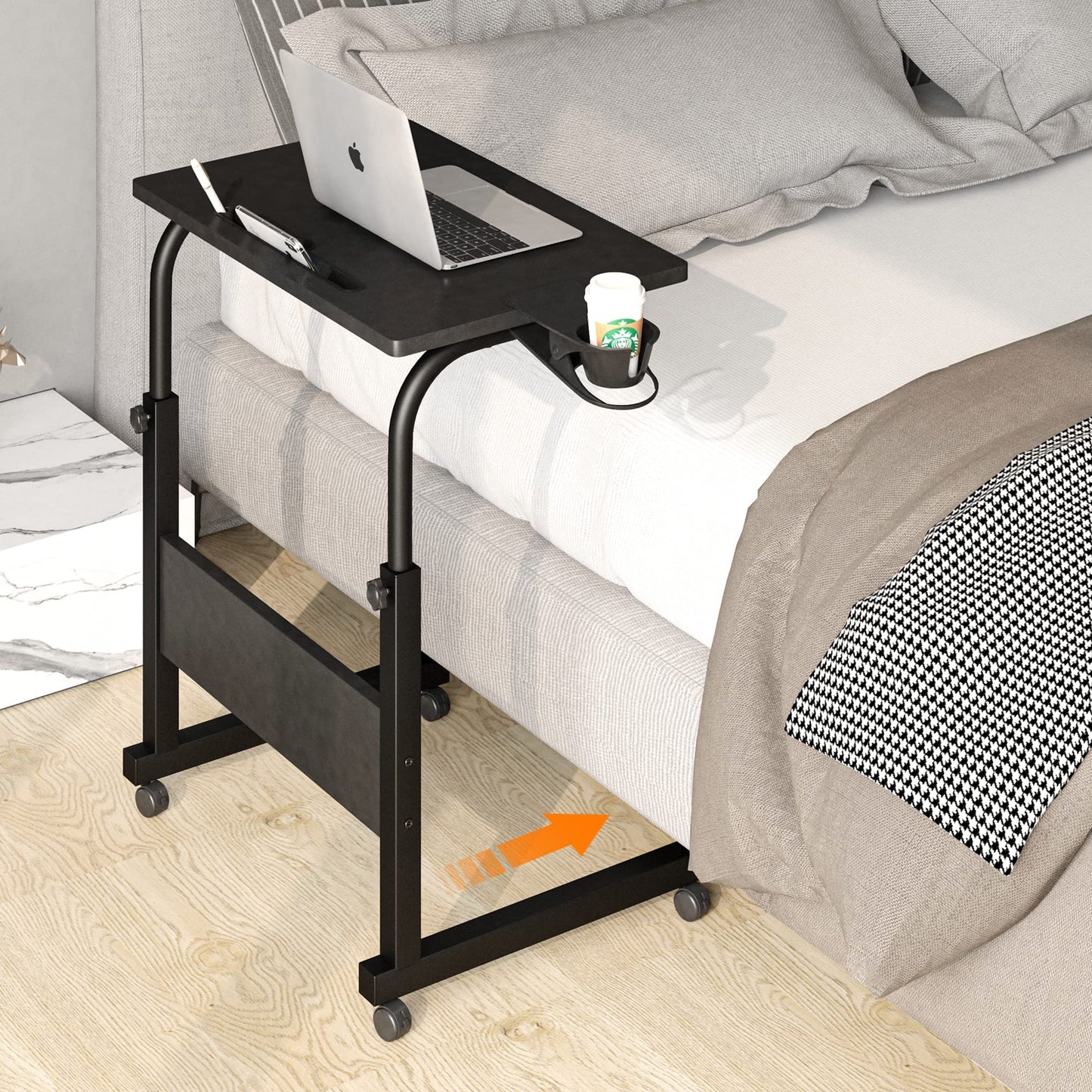 Klvied Small Standing Desk Adjustable Height, Portable Treadmill Desk, Mobile Table Ideal for Laptops and Tablets, Black