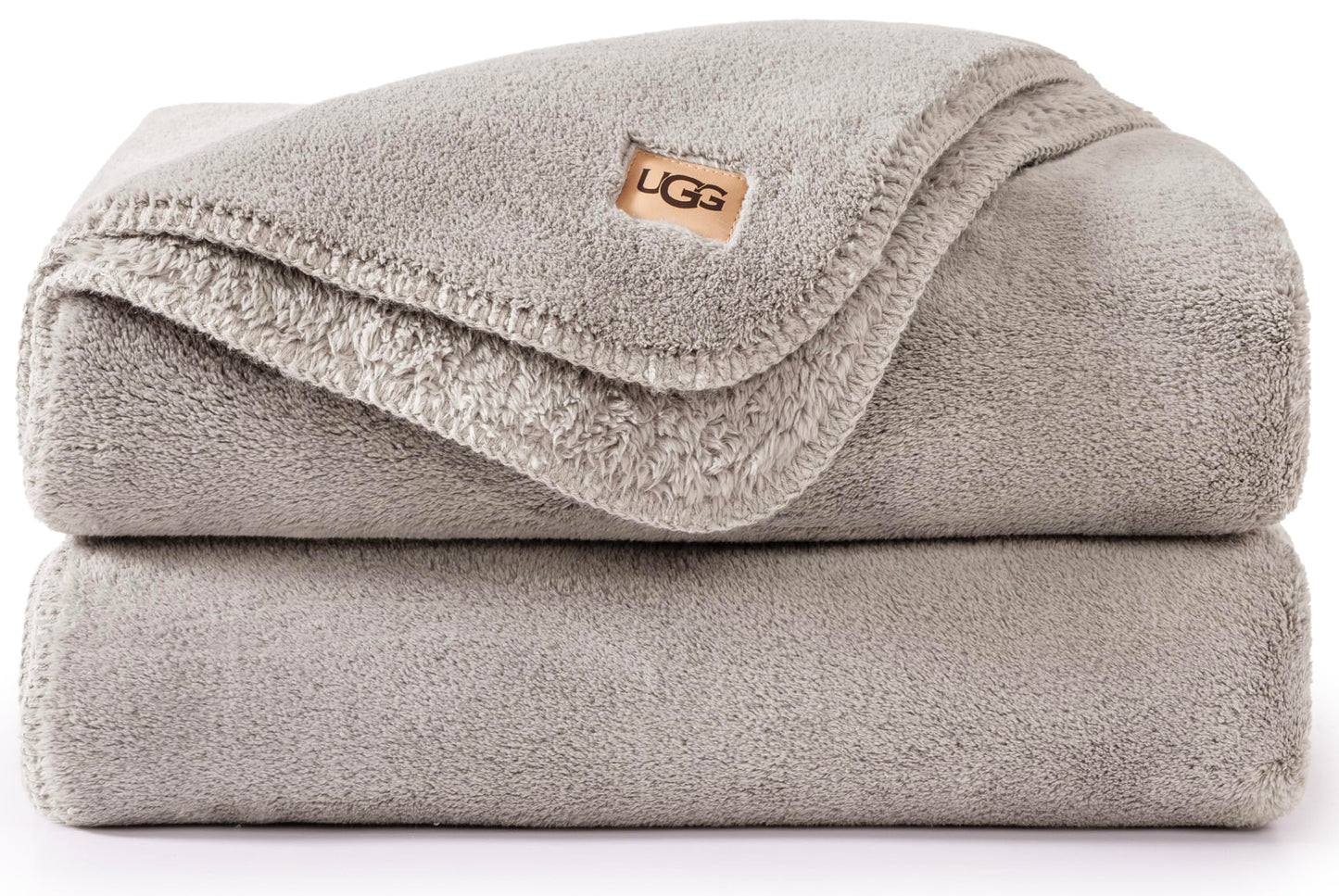 UGG Whitecap Fleece Throw Blanket, Soft Fluffy Blankets for Couch or Bed, Home Decor, Luxury Plush Throw, Machine Washable, 50-inch x 70-inch, Light Grey Seal