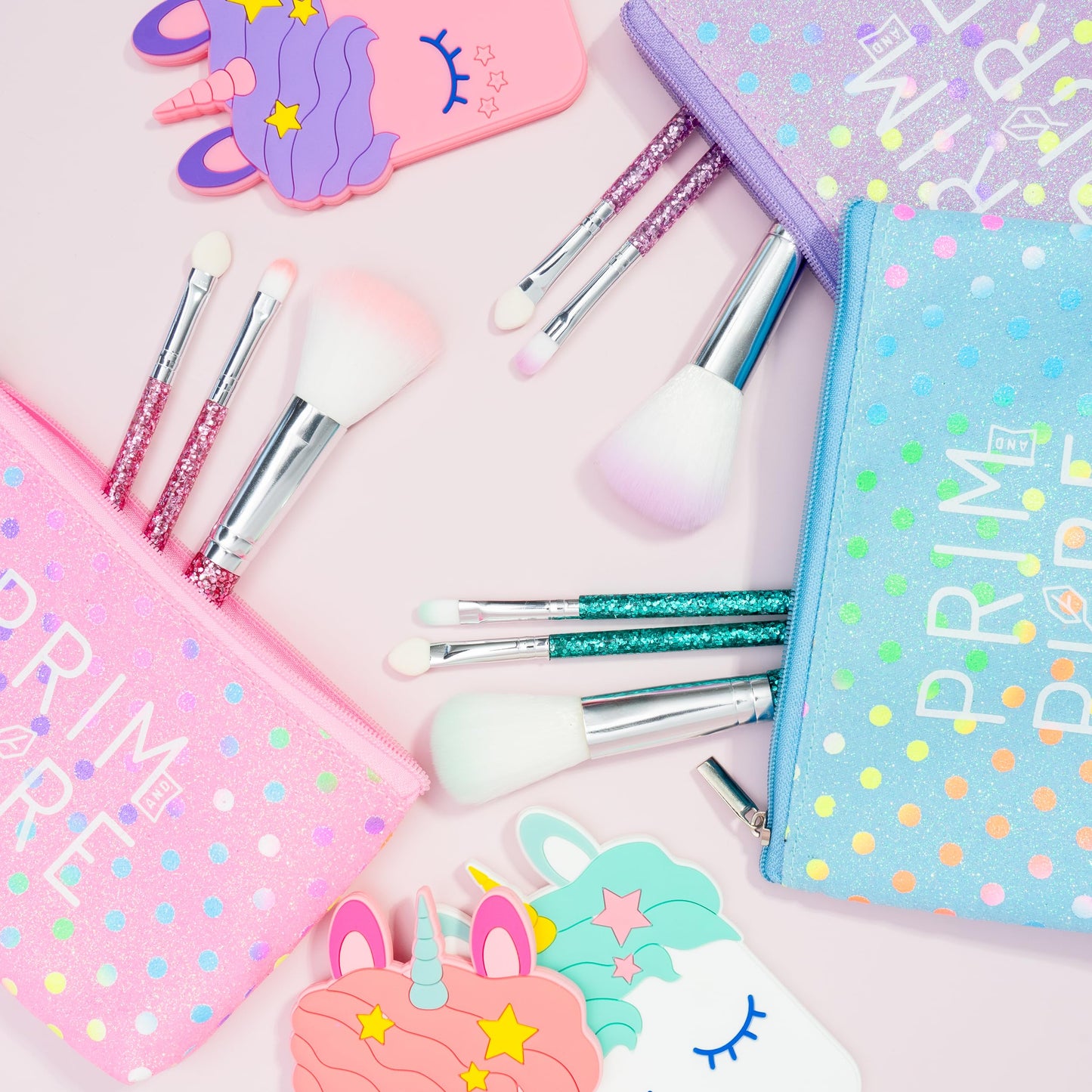Prim and Pure Mineral Gift Set with Unicorn Mirror| Perfect for Play Dates & Birthday Parties | Kids Eyeshadow Makeup – Mineral | Organic & Natural Makeup Kit for Kids| Made in USA (Pink)