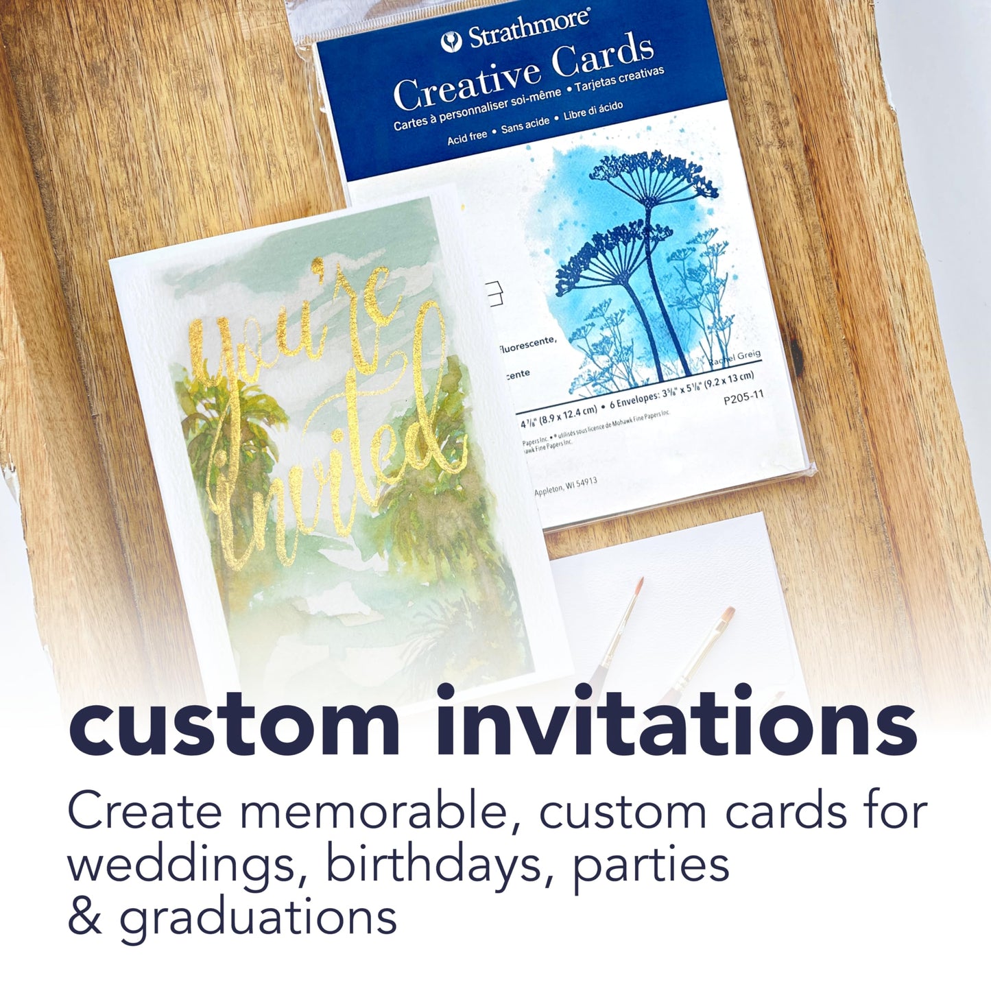 Strathmore Creative Cards with Envelopes, 80 lb. Smooth Surface, 5 X 6.875 inches, Ivory/Deckle, Package of 50 (105-235)