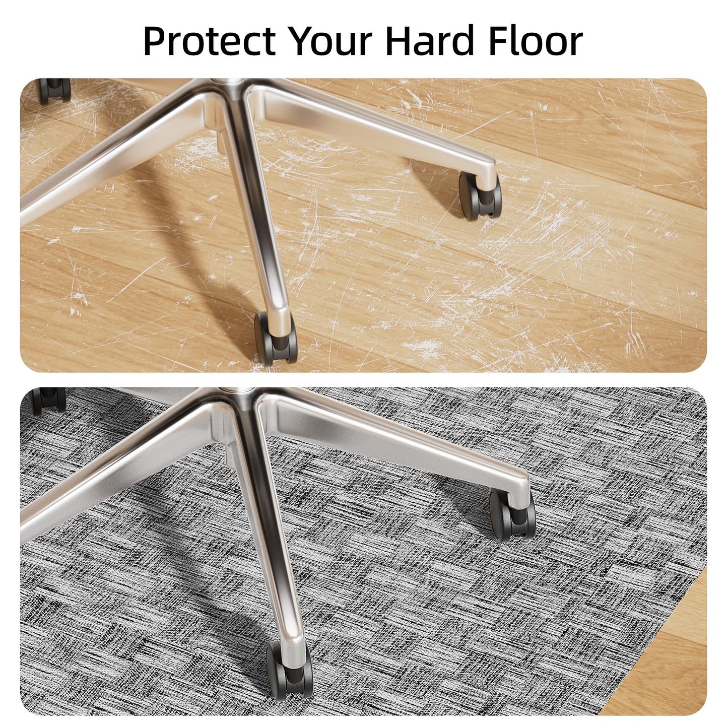 Yecaye Office Chair Mat for Hardwood Floor,45" x 53" Under Computer Desk Floor Protects for Rolling Chair,Non Slip PVC Woven Gaming Chair Mat,Not for Carpet (Lightgrey, 45" x 53")