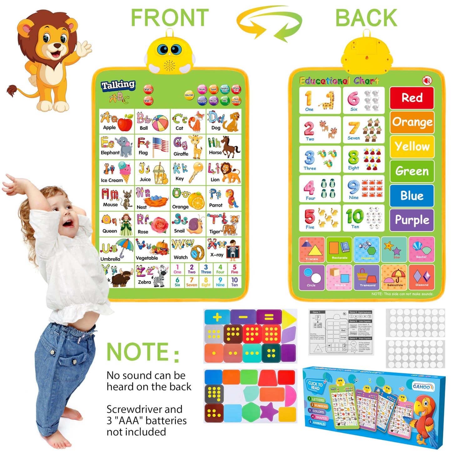 Electronic Alphabet Wall Picture ABC Speaker 123 Music Poster Montessori Toys for Toddlers 2-4 Interactive Educational Toy Learning Gift for Kids Ages 1 2
