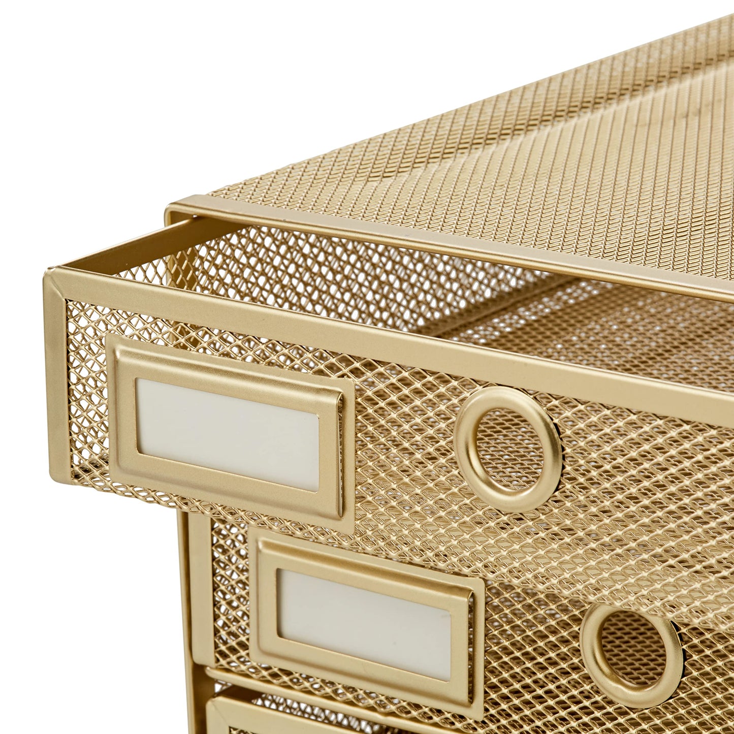 Annova Desk Organizer Wire Mesh 3 Tier Sliding Drawers Paper Sorter/Multifunctional/Premium Solid Construction for Letters, Documents, Mail, Files, Paper, Kids' Art Supplies (Gold)