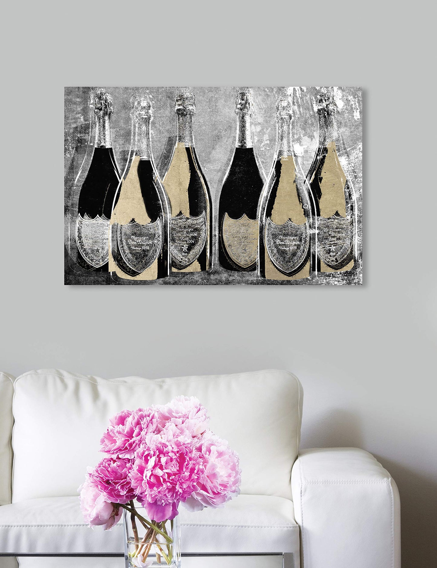The Oliver Gal Artist Co. Drinks and Spirits Wall Art Canvas Prints 'Dom Party Glam' Home Décor, 24 in x 16 in, Gold, Black