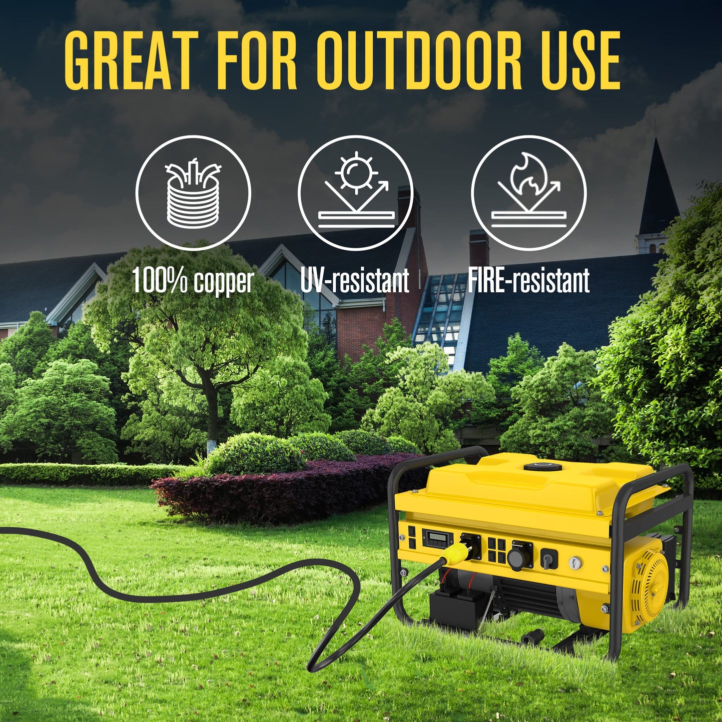 Houseables 30 Amp Generator Cord, L6-30 Extension Cord, L6-30R, L6-30P, Generator Cable, 3 Prong, 250V Extension, 30amp, NEMA, Twist Lock, Power Cable, House, RV, Heavy Duty, 10 Gauge, 250 Volt, 25 FT
